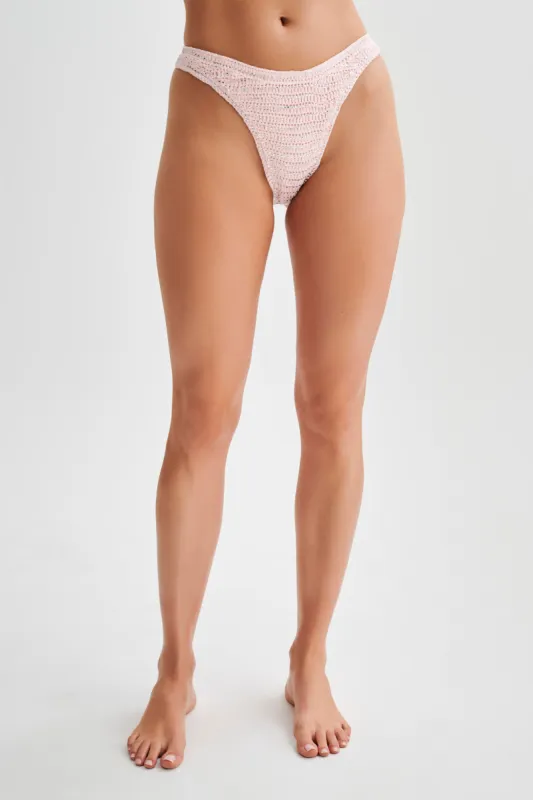 Verity Embellished Knit Bikini Bottom - Candy Pink sold by Meshki