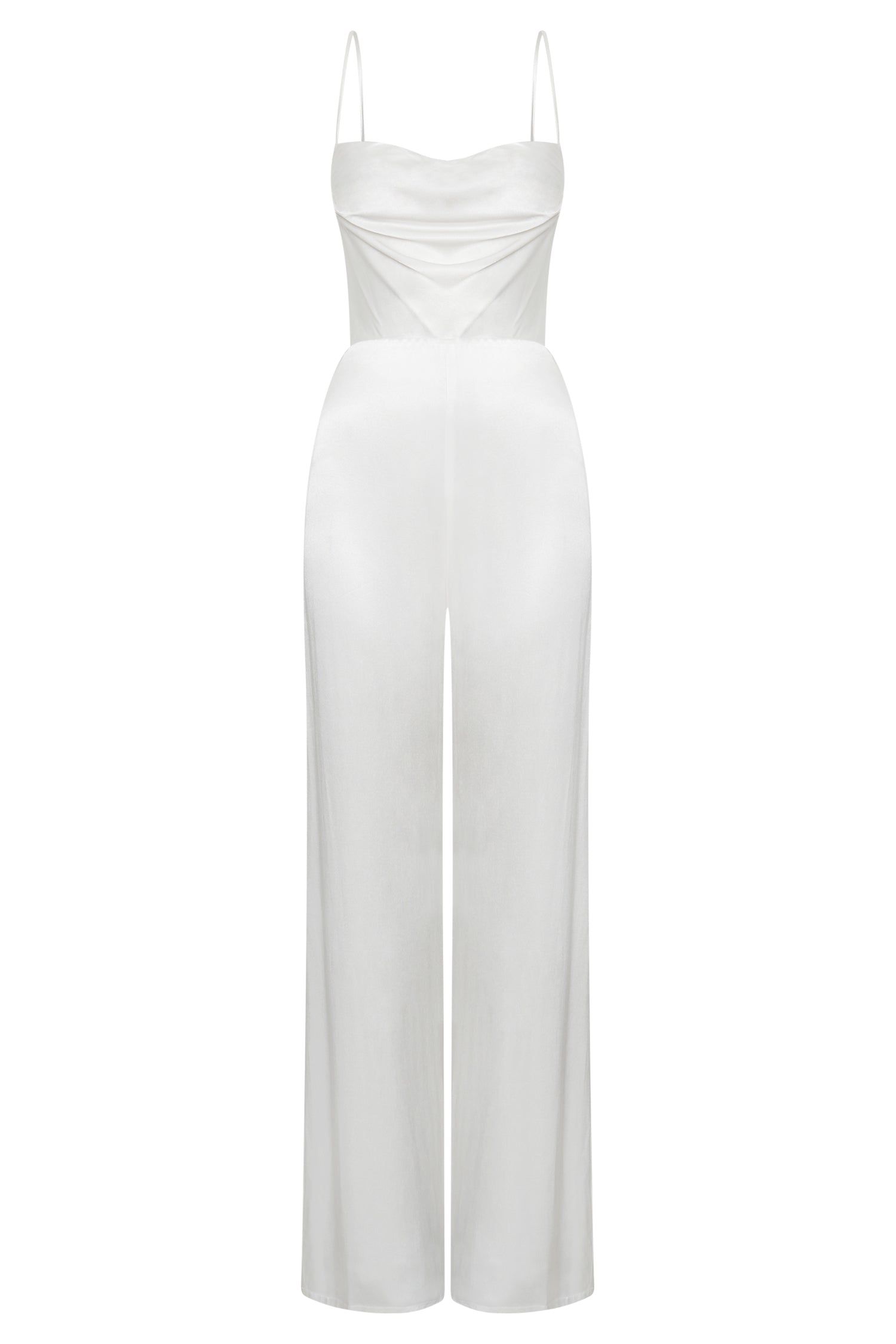 Mandie Satin Cowl Neck Jumpsuit - White sold by Meshki product image thumbnail 8