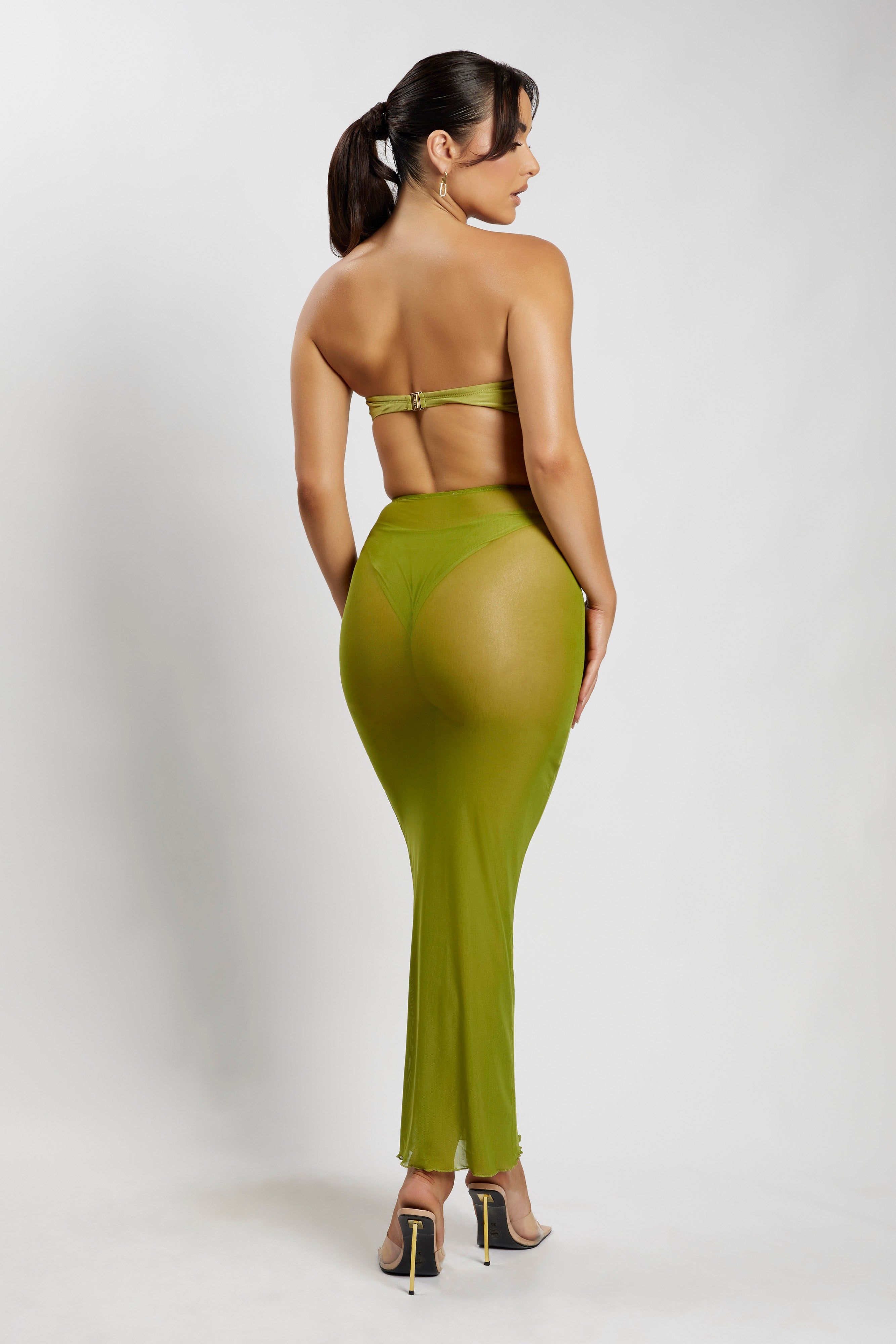 Natalia Mesh Midi Skirt - Olive sold by Meshki product image thumbnail 2