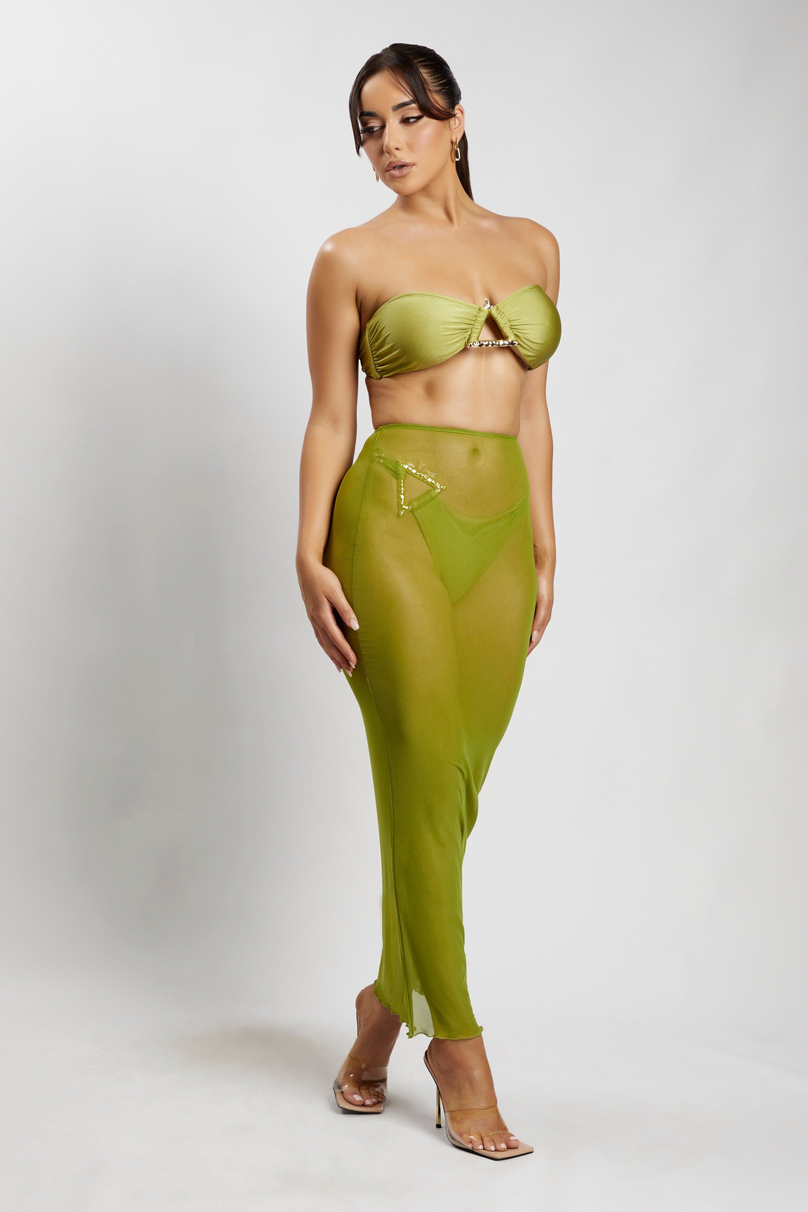 Natalia Mesh Midi Skirt - Olive sold by Meshki product image thumbnail 3