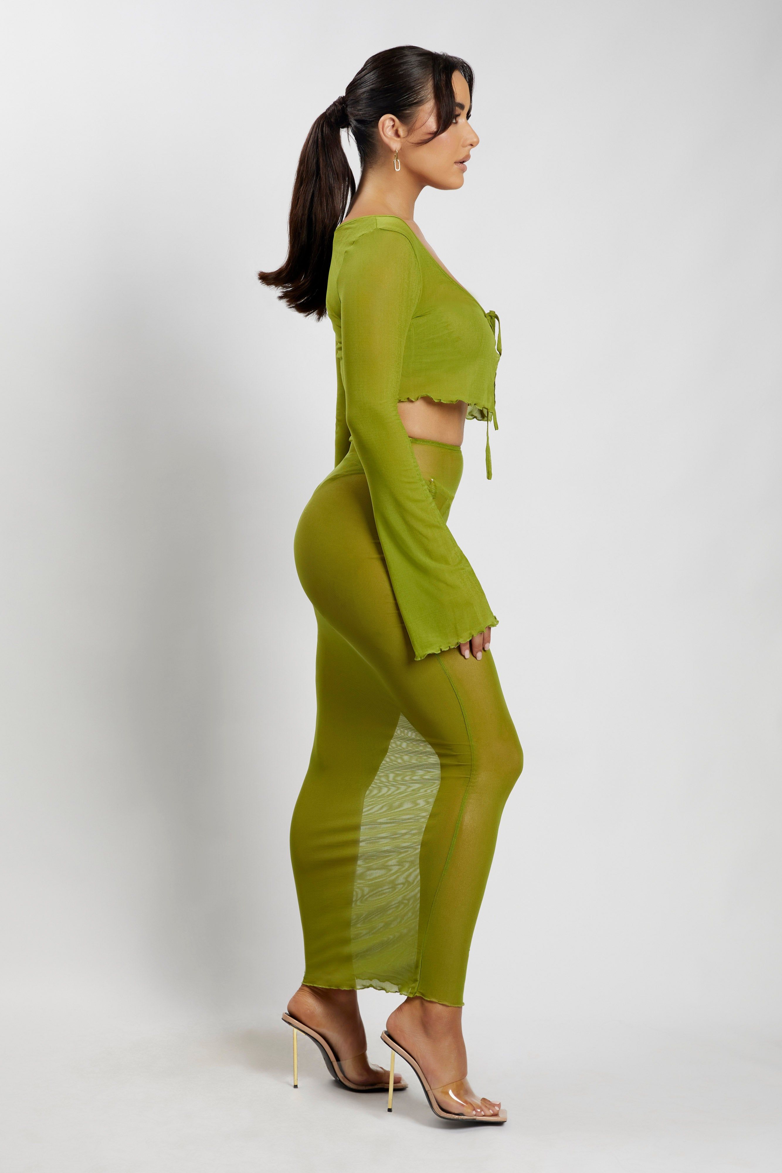 Natalia Mesh Midi Skirt - Olive sold by Meshki product image thumbnail 4