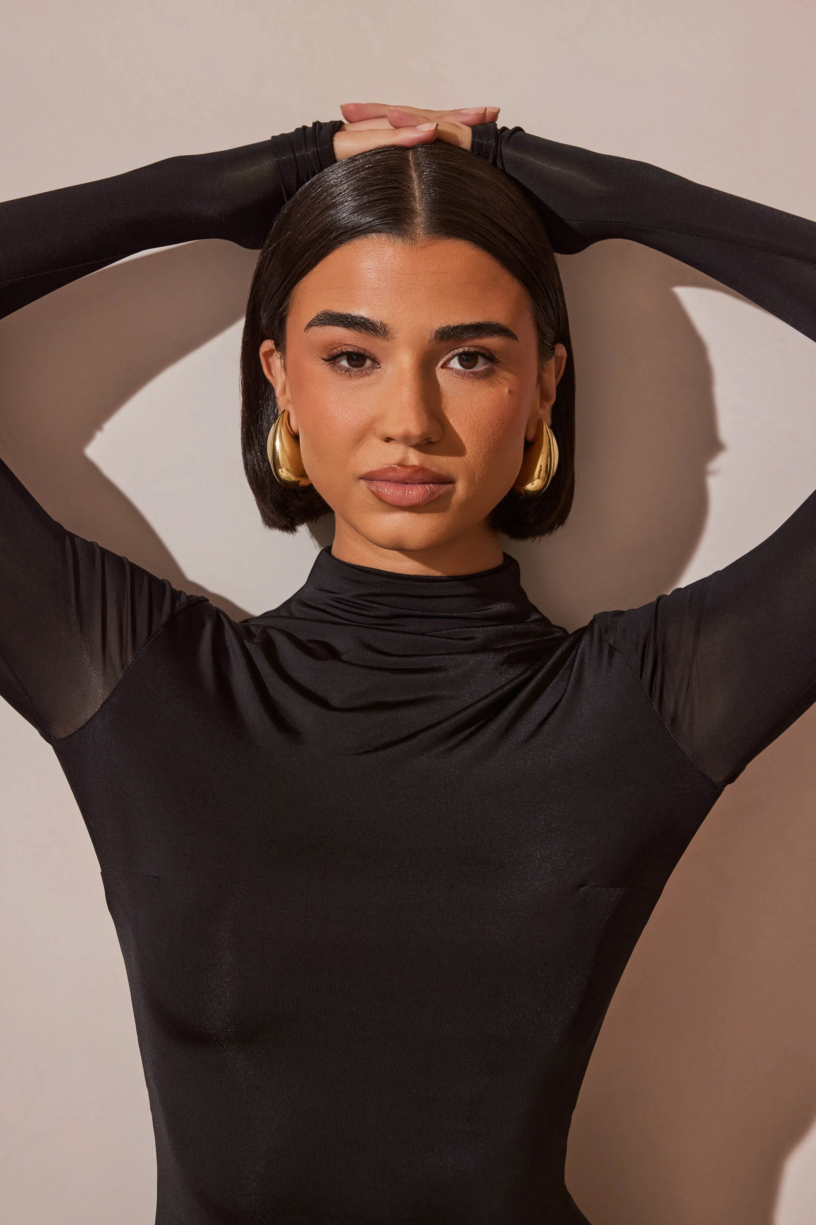 Zadie Oversized Double Teardrop Earrings - Gold sold by Meshki product image thumbnail 2