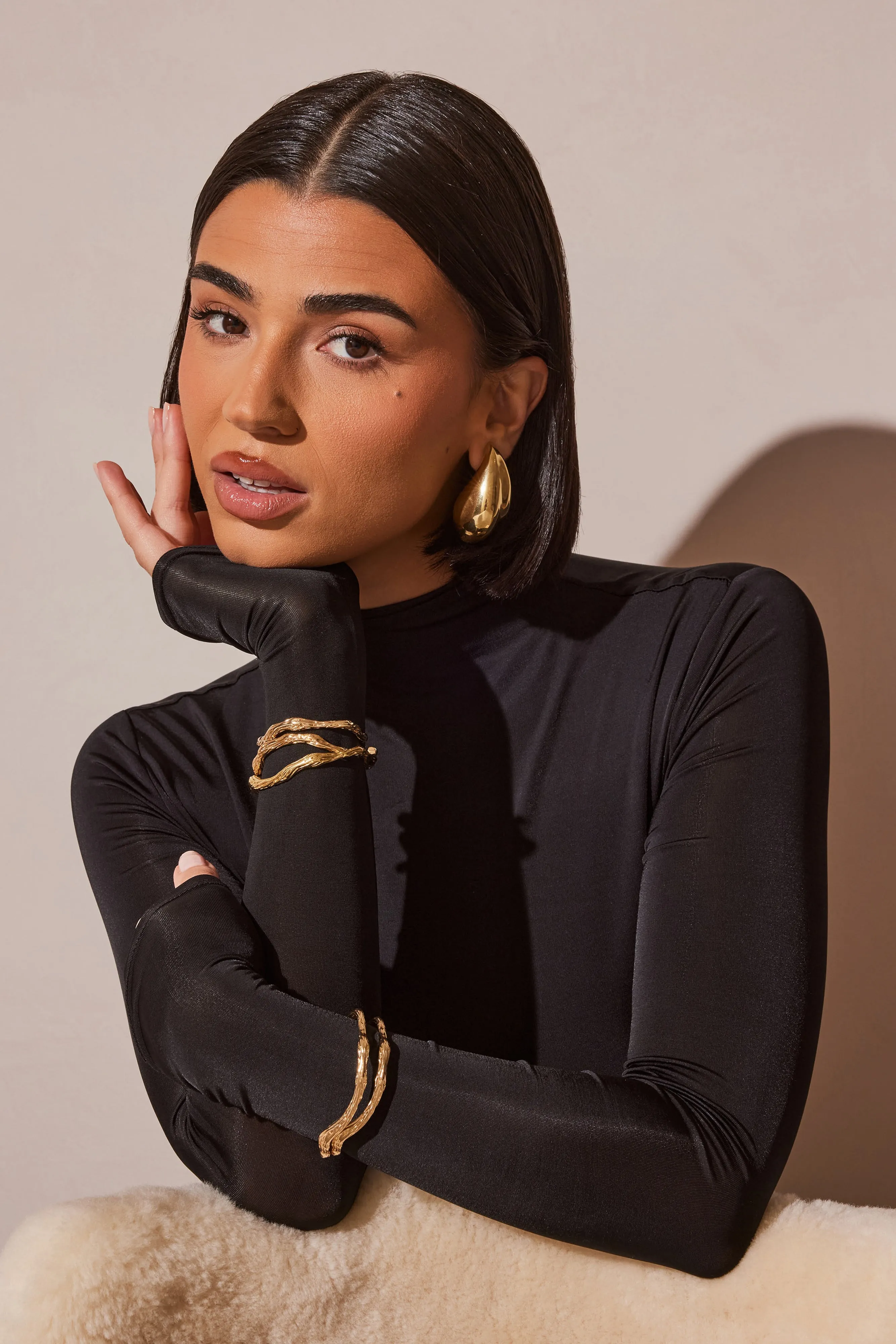 Zadie Oversized Double Teardrop Earrings - Gold sold by Meshki