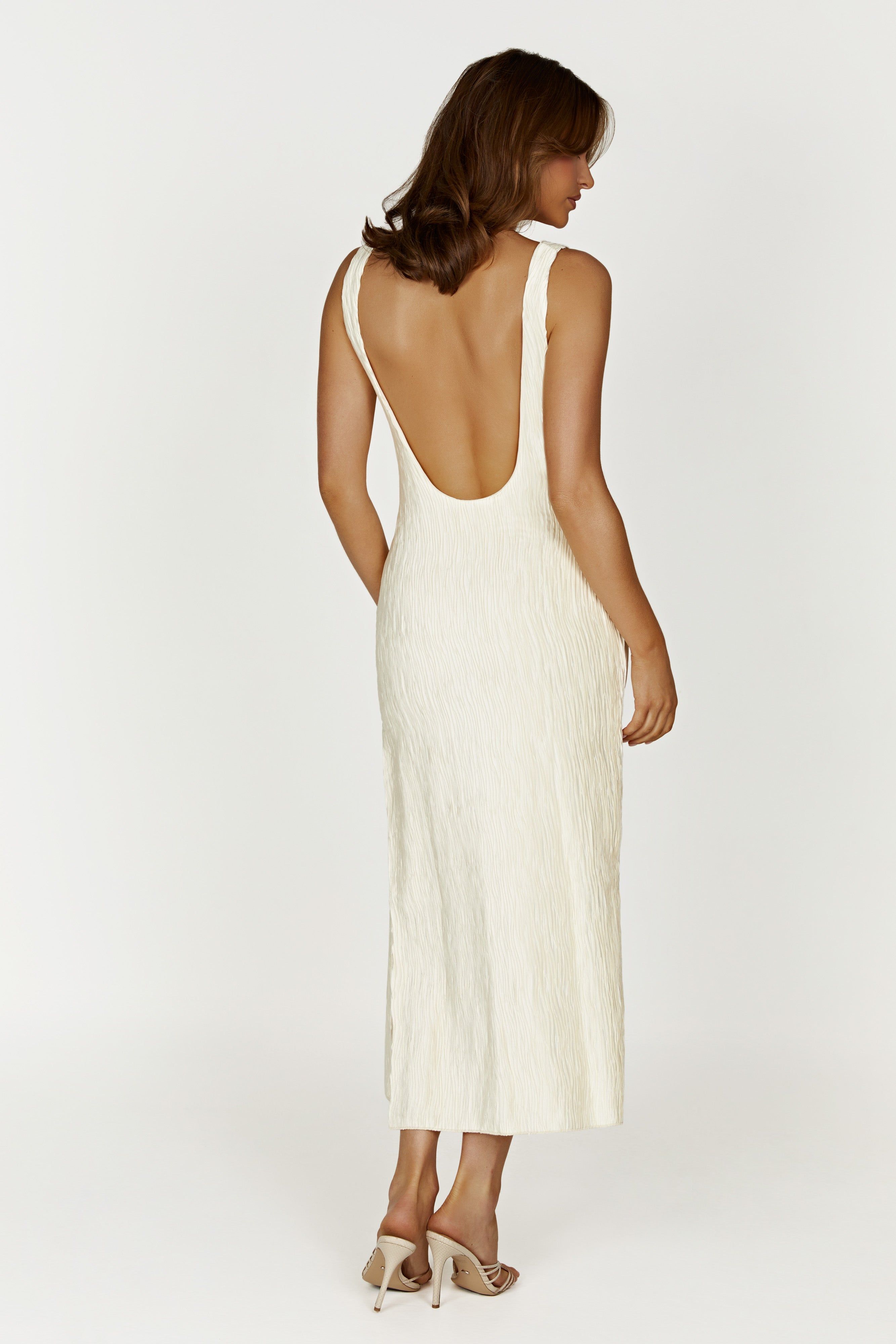 Theia Plisse Maxi Dress - Ivory sold by Meshki product image thumbnail 5