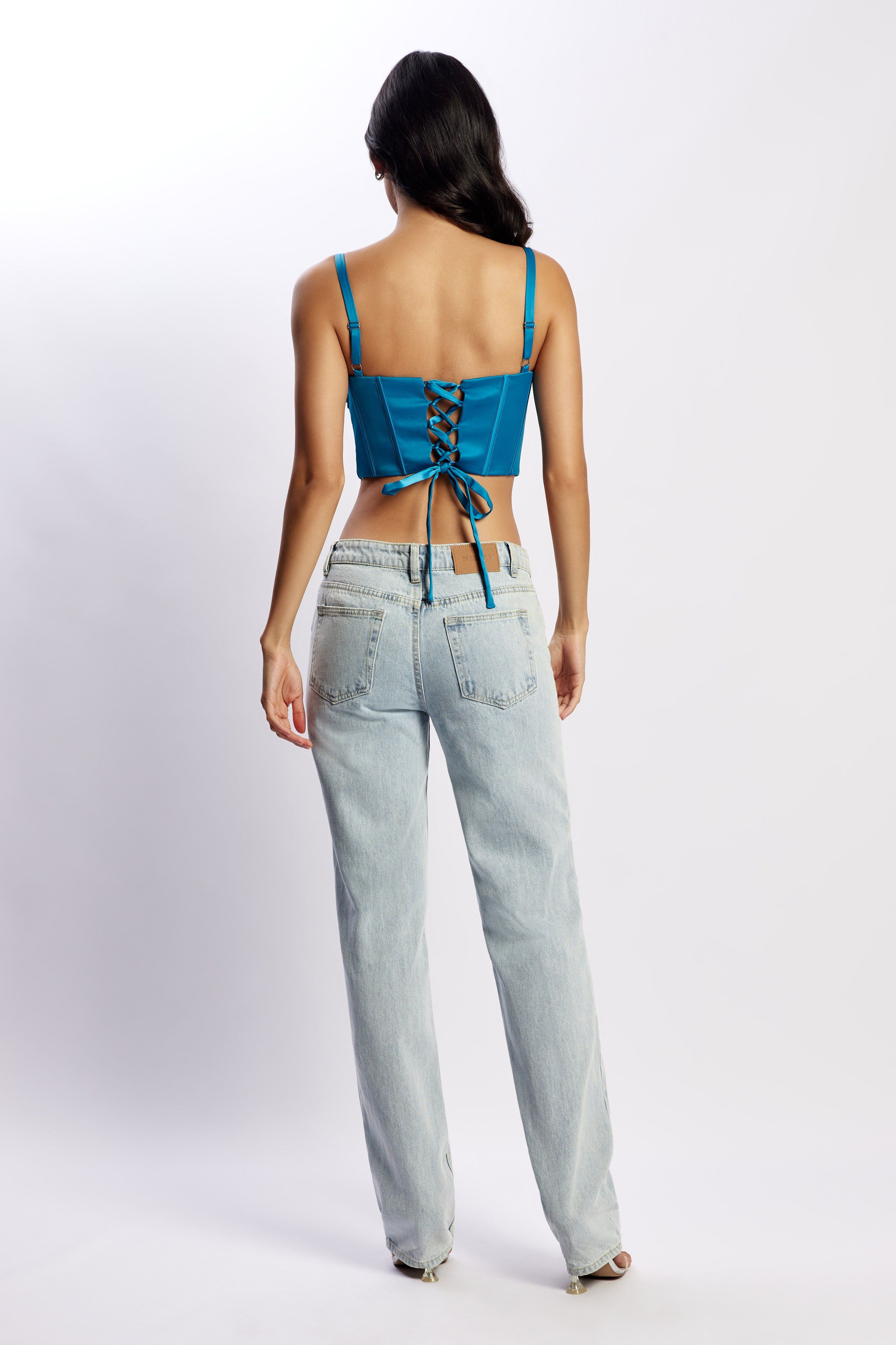 Kristy Shirring Bust Corset Top - Marine Blue sold by Meshki product image thumbnail 3