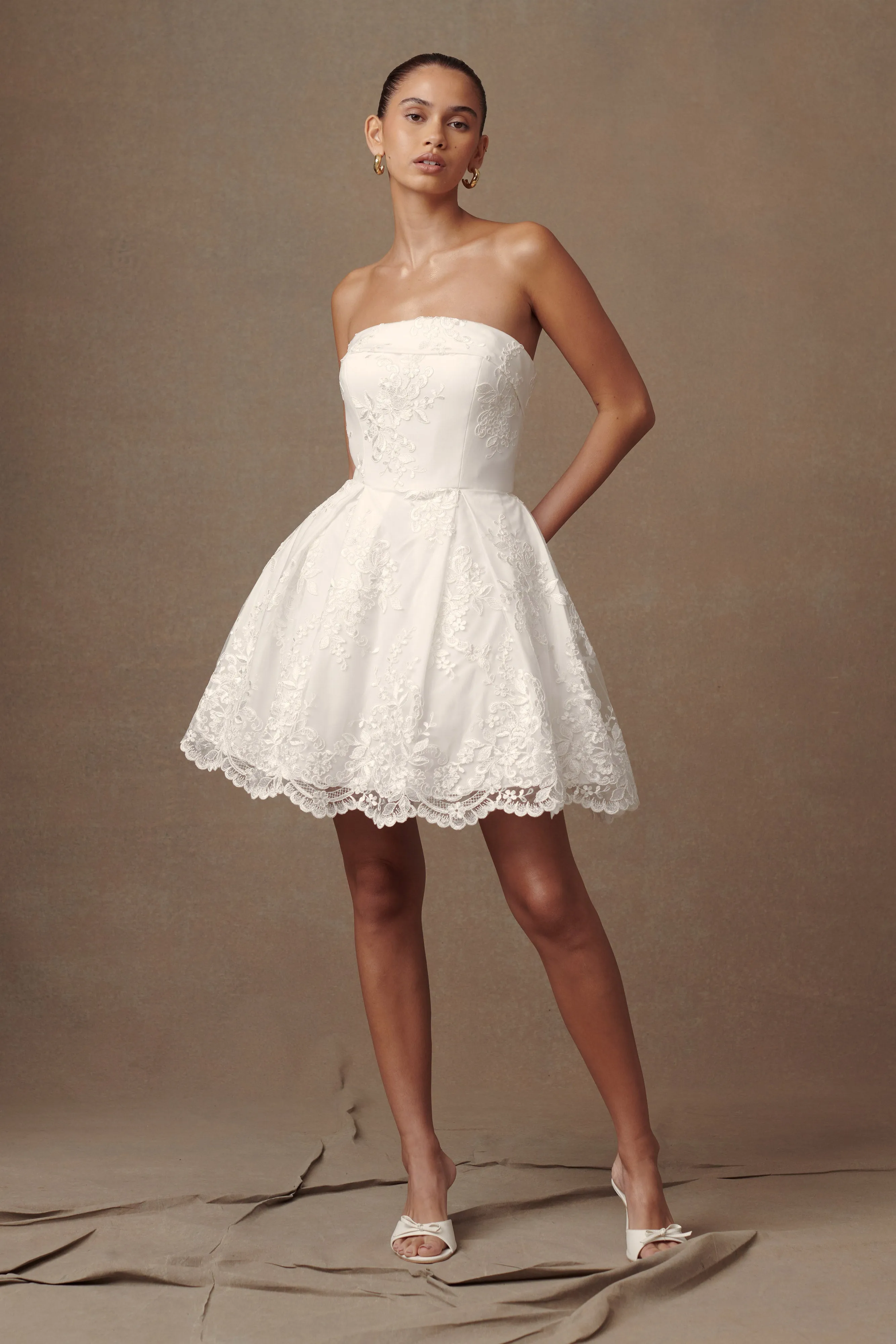 Eileen Lace Mini Dress - White | Parallel