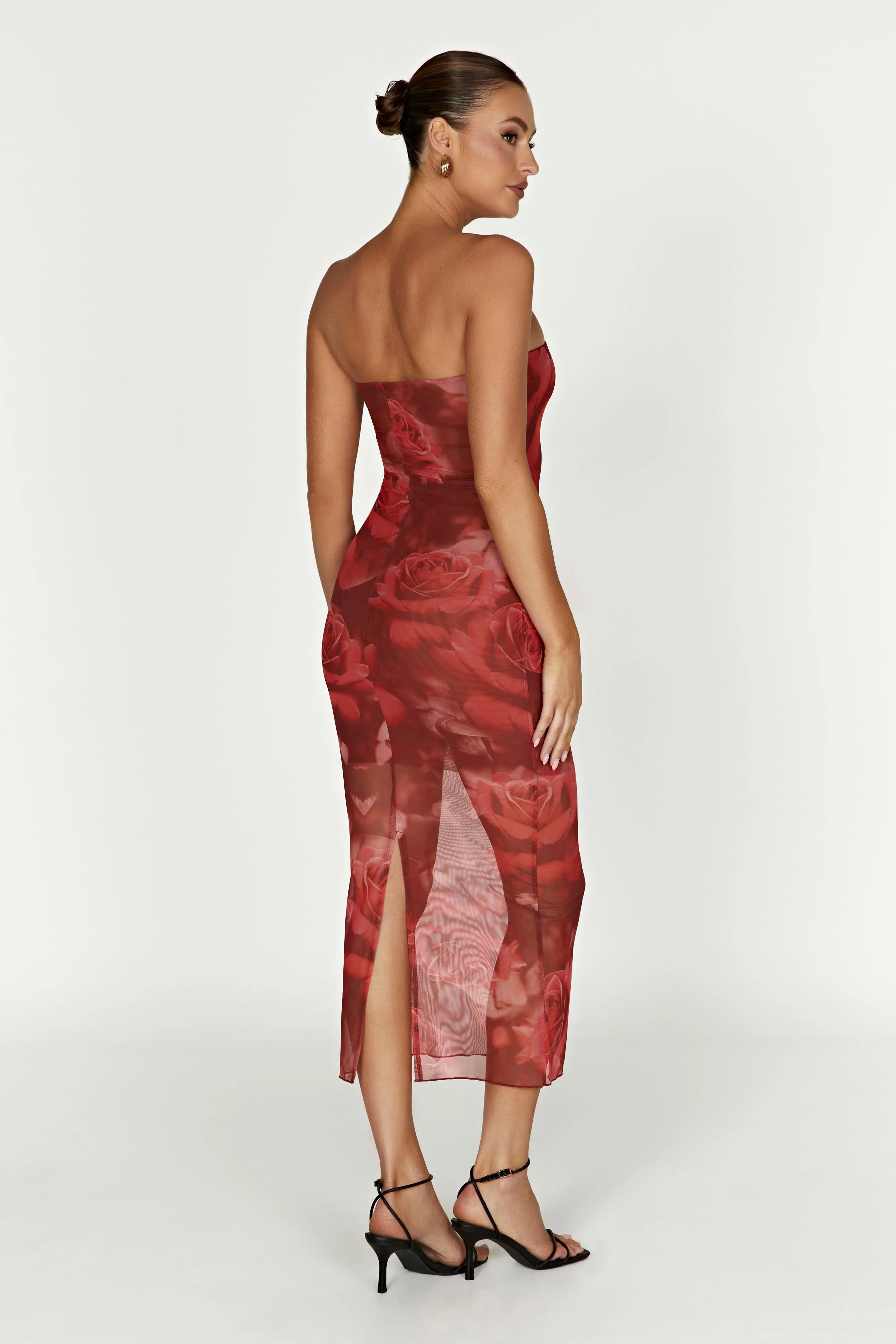 Aphrodite Strapless Mesh Dress - Oversized Rose Print sold by Meshki product image thumbnail 2