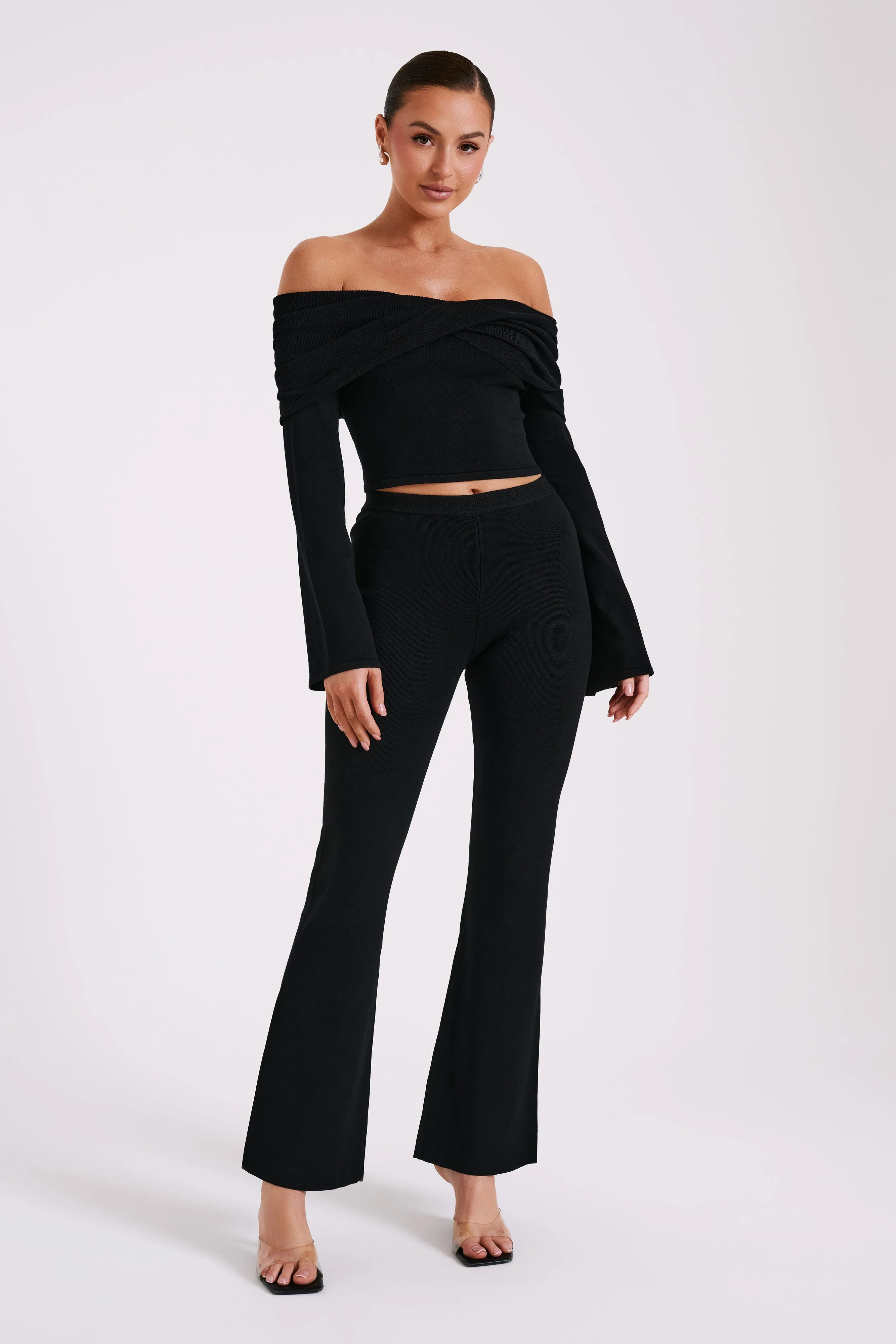 Rosetta Flare Knit Pants - Black sold by Meshki product image thumbnail 5