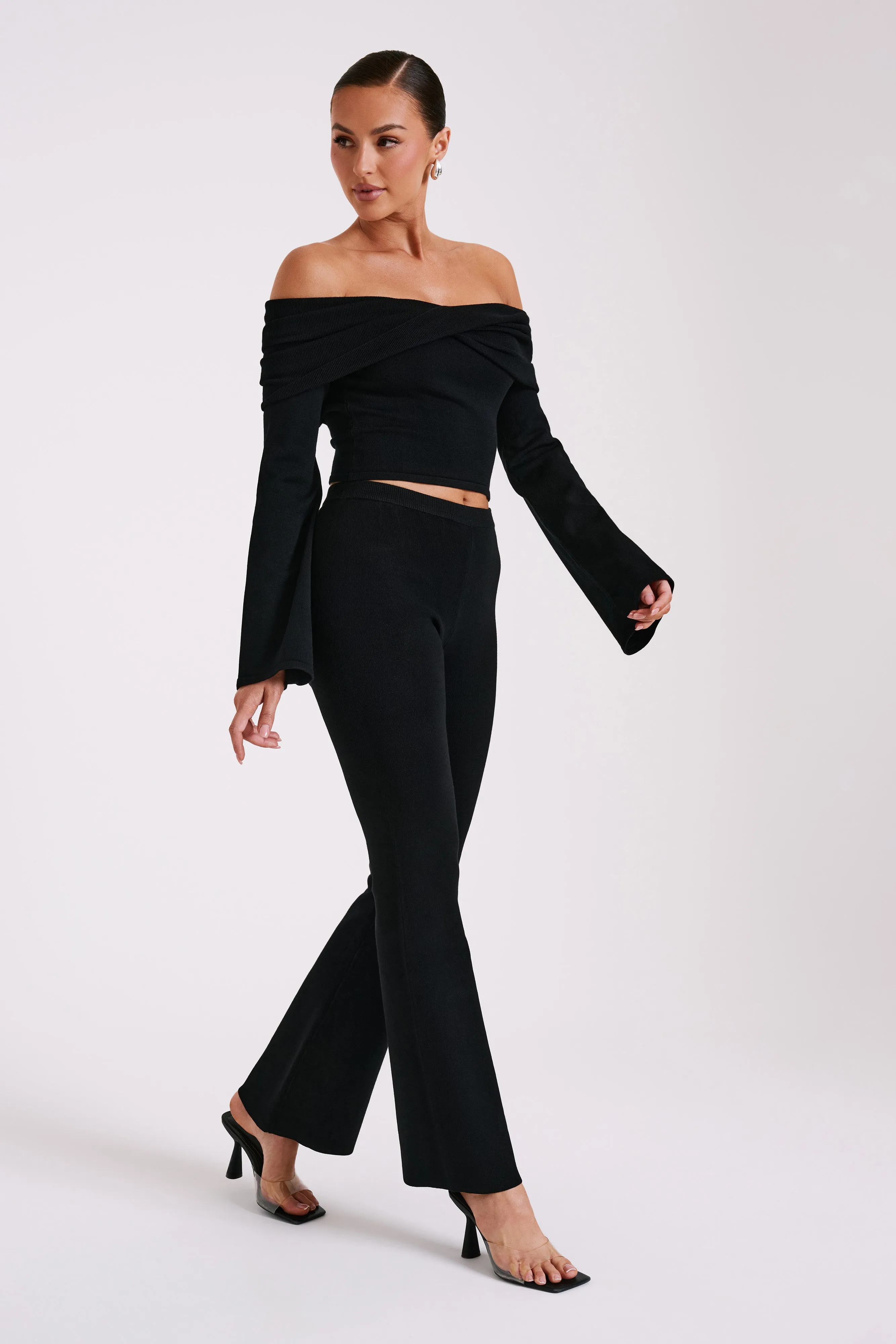 Rosetta Flare Knit Pants - Black sold by Meshki product image thumbnail 4