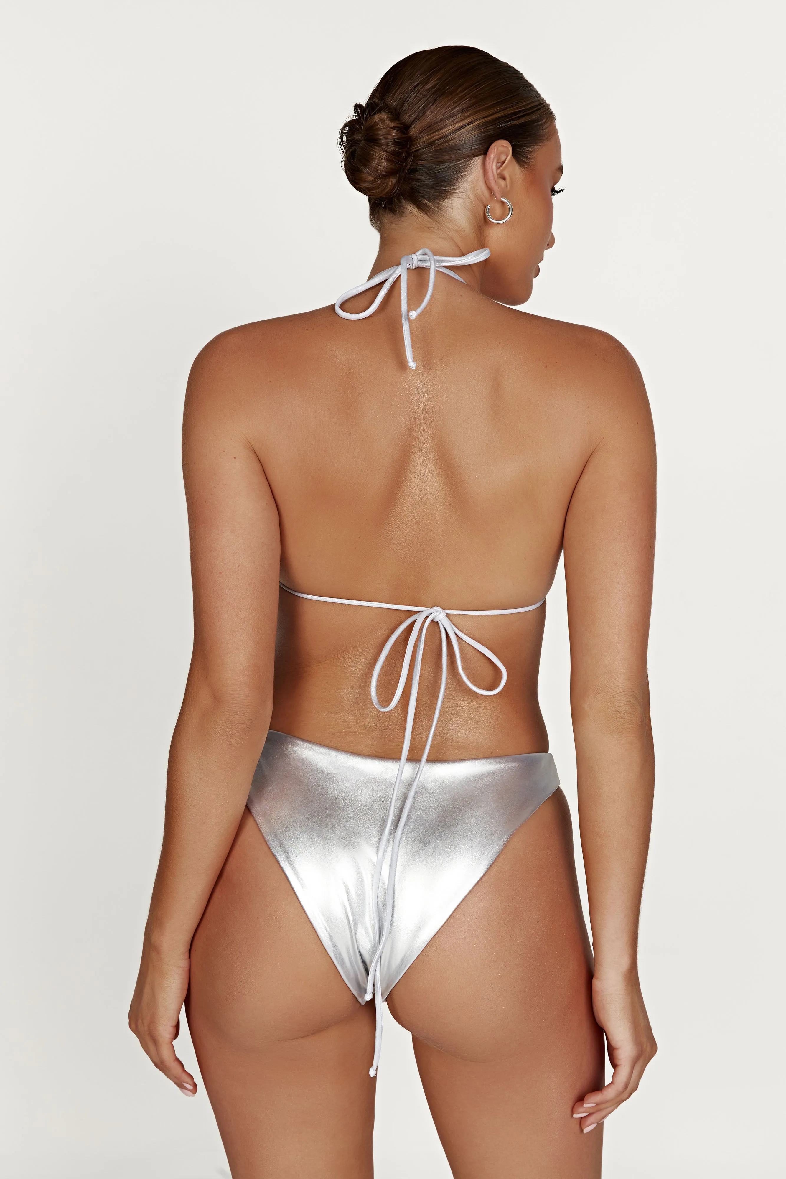 Bambi Metallic Cheeky Cut Bikini Bottoms - Silver sold by Meshki product image thumbnail 2