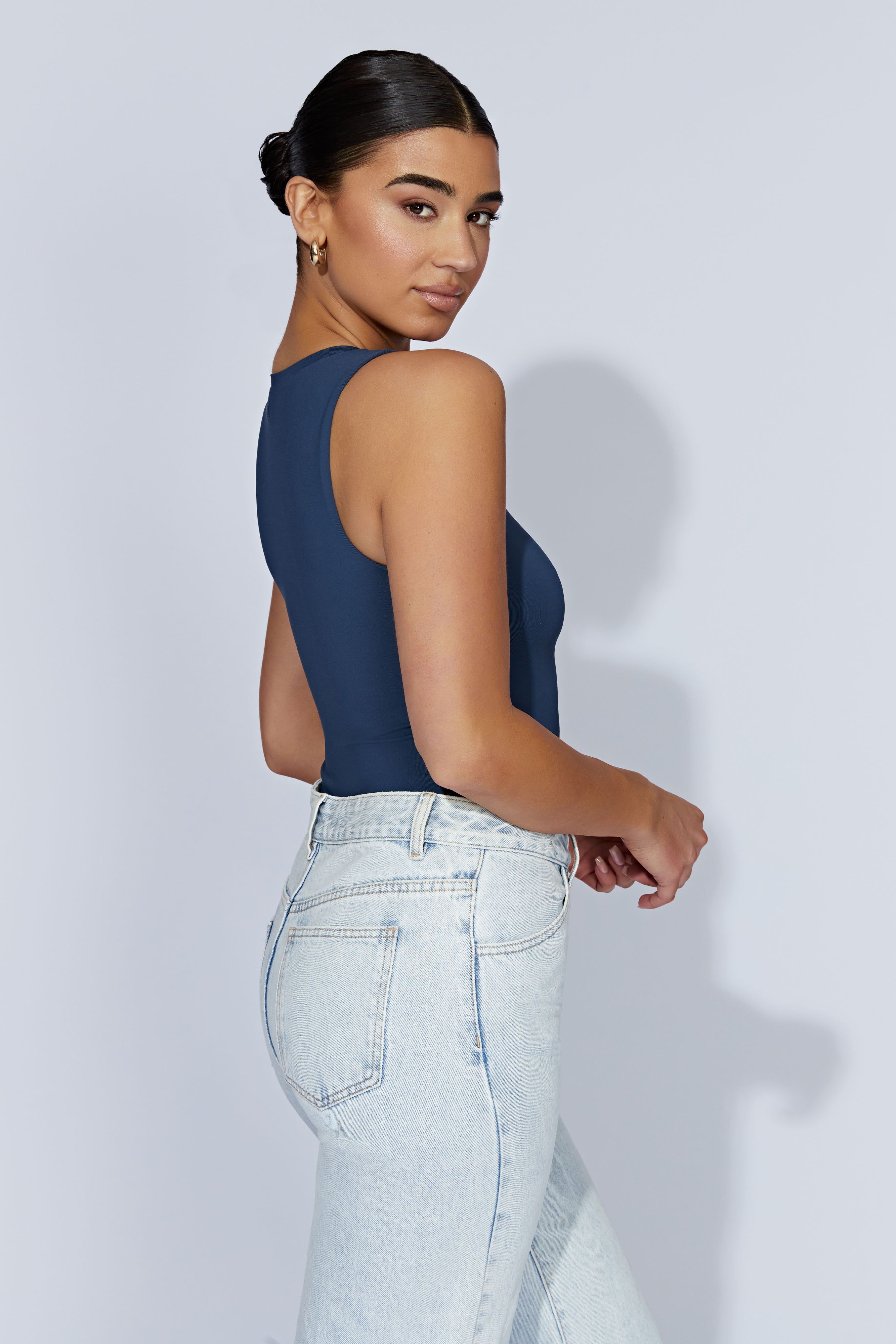 Jordyn Tank Sleeveless Bodysuit - Midnight Navy sold by Meshki product image thumbnail 5