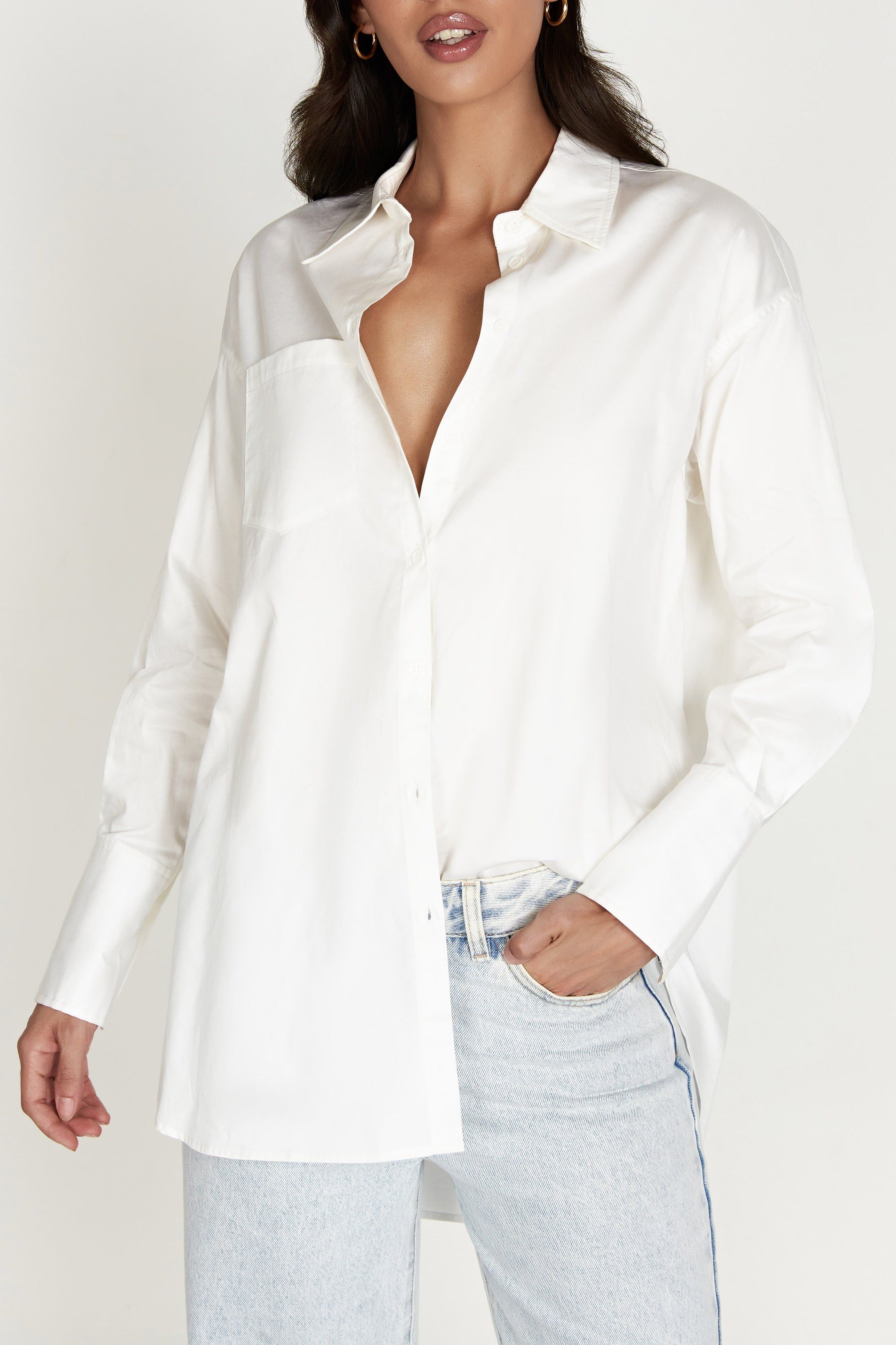 Alexandra Oversized Button Up Shirt - White sold by Meshki product image thumbnail 6