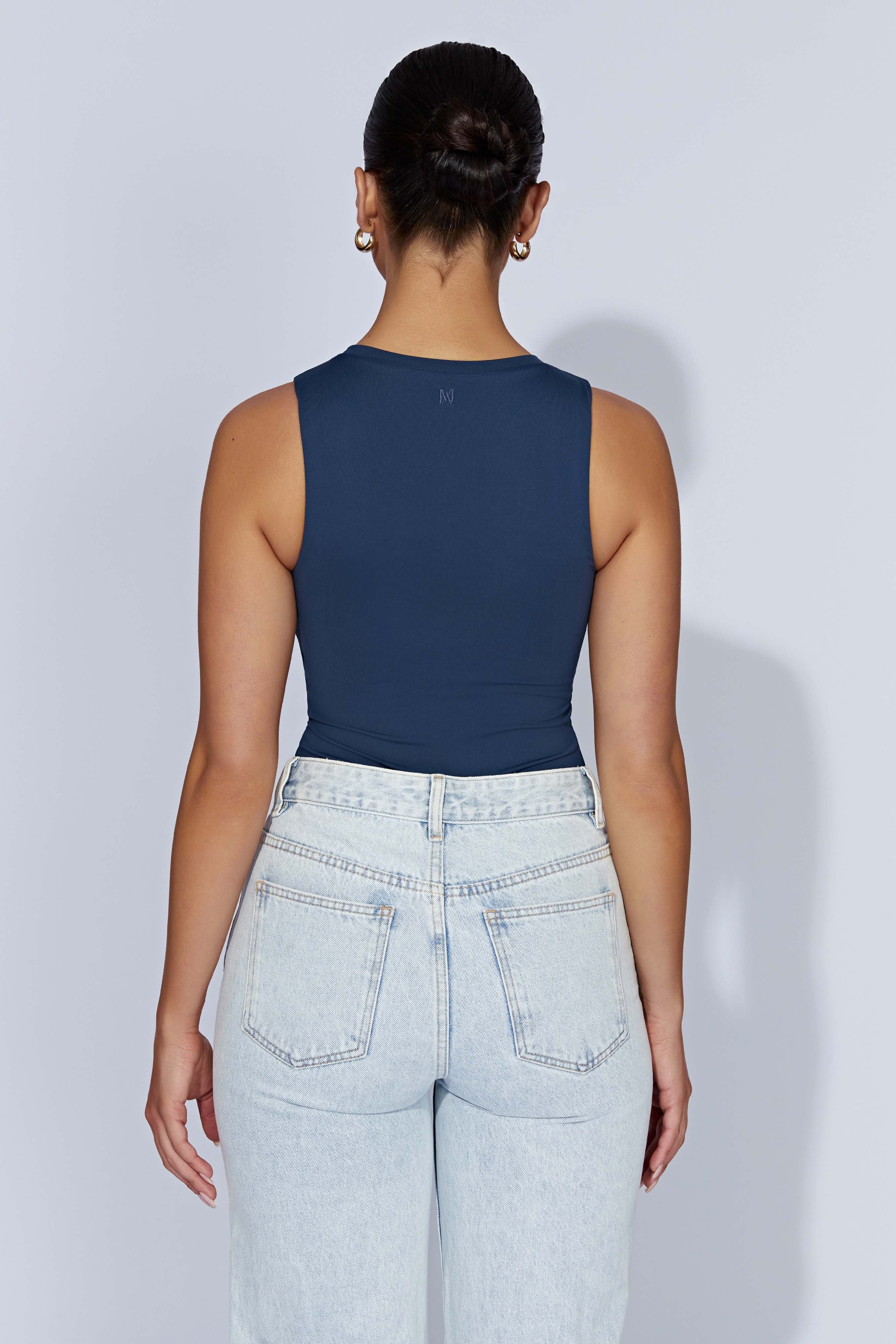 Jordyn Tank Sleeveless Bodysuit - Midnight Navy sold by Meshki product image thumbnail 2