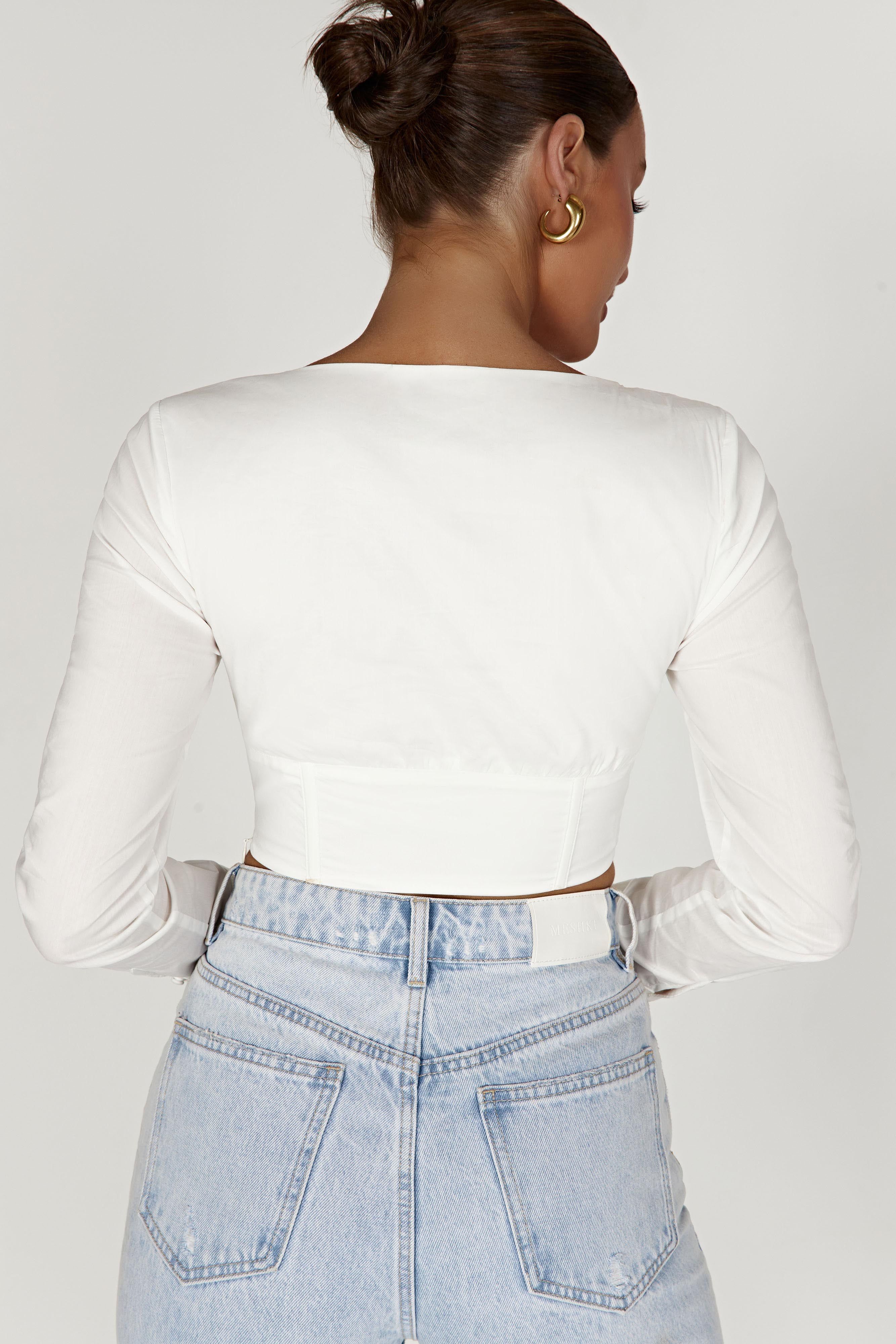 Zahara Corset Shirt - White sold by Meshki product image thumbnail 2