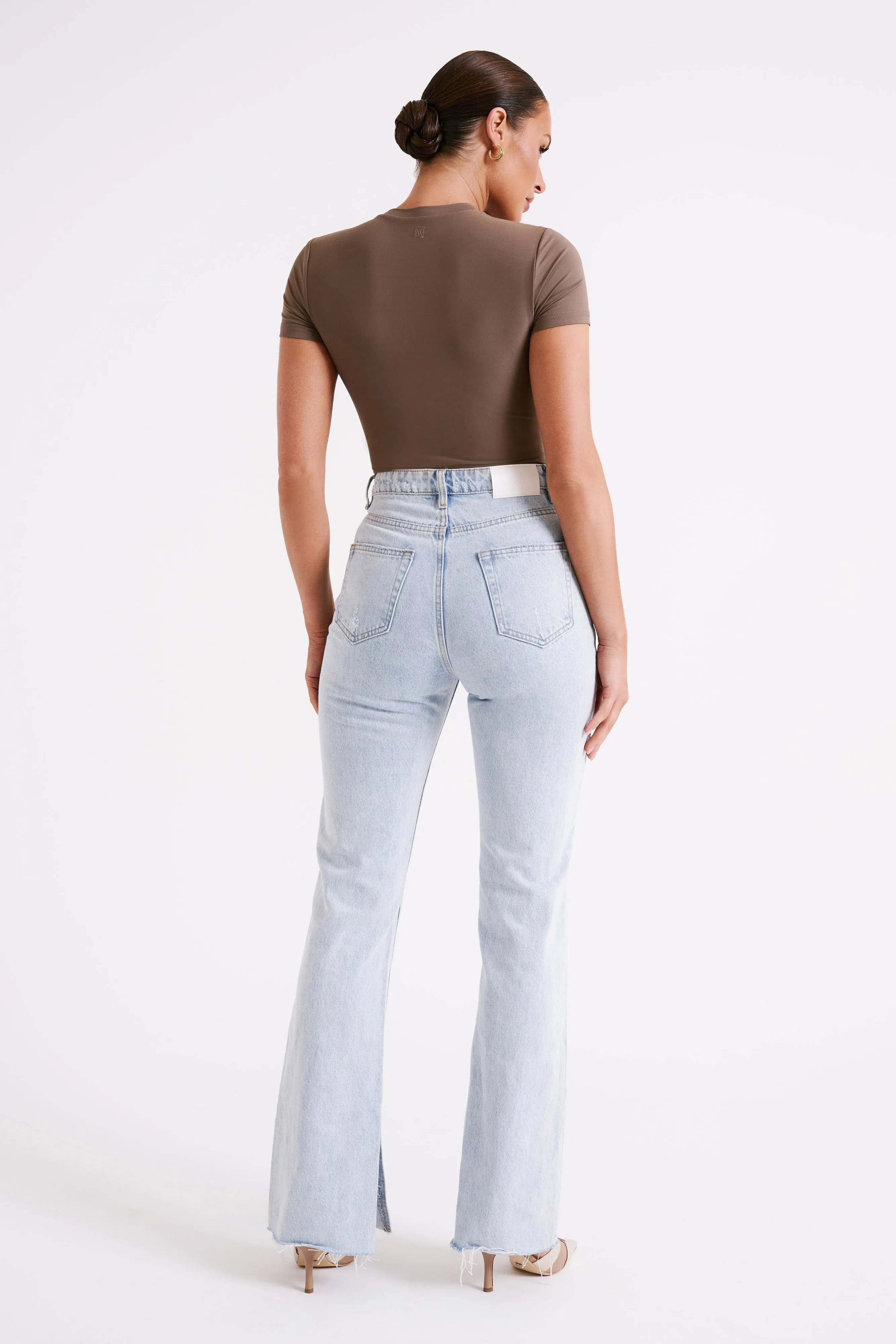 Francesca Crew Neck Short Sleeve Bodysuit - Coco sold by Meshki product image thumbnail 5