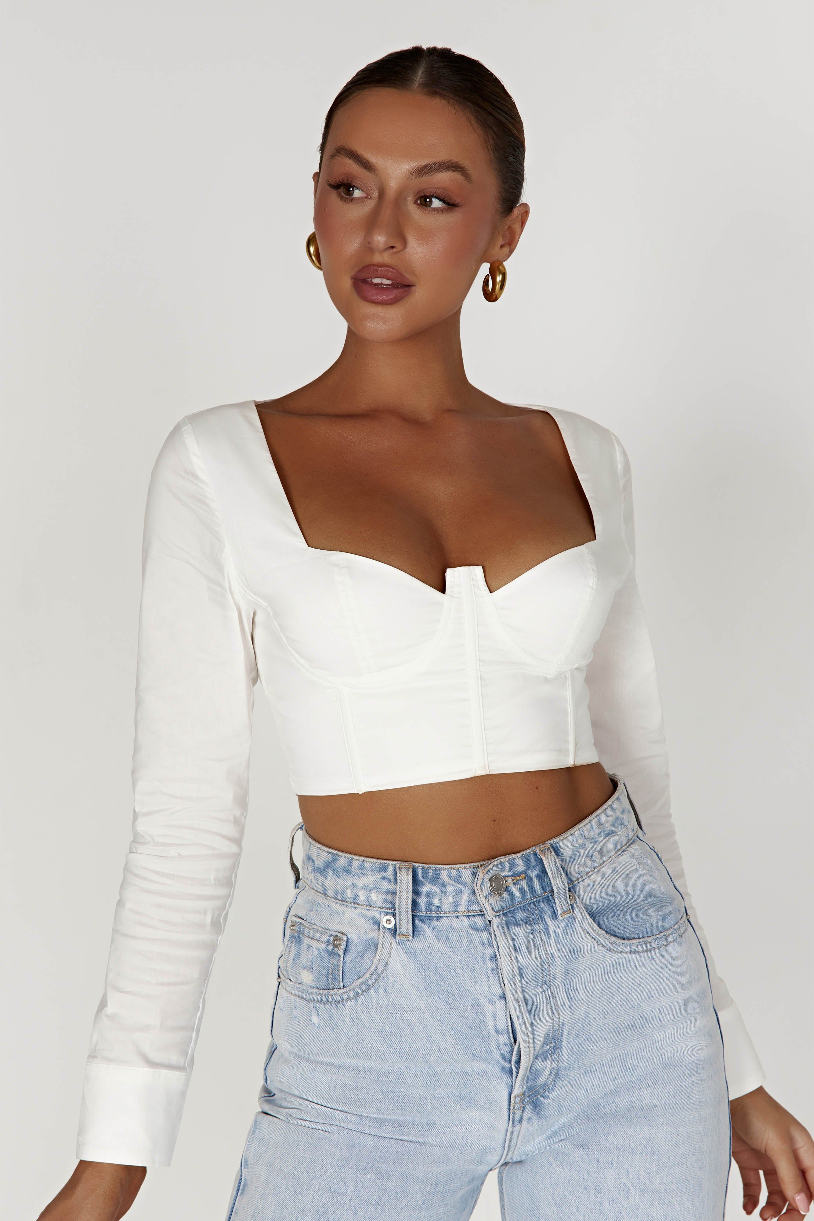 Zahara Corset Shirt - White sold by Meshki product image thumbnail 6