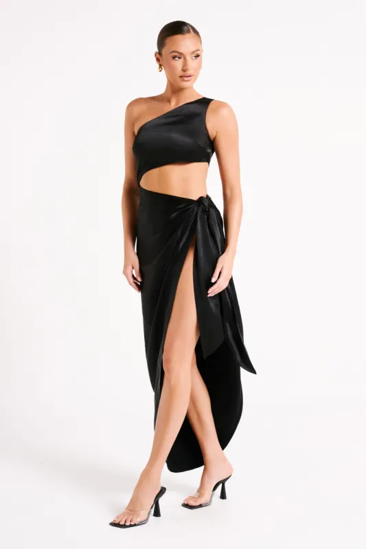Navarah One Shoulder Midi Dress - Black sold by Meshki