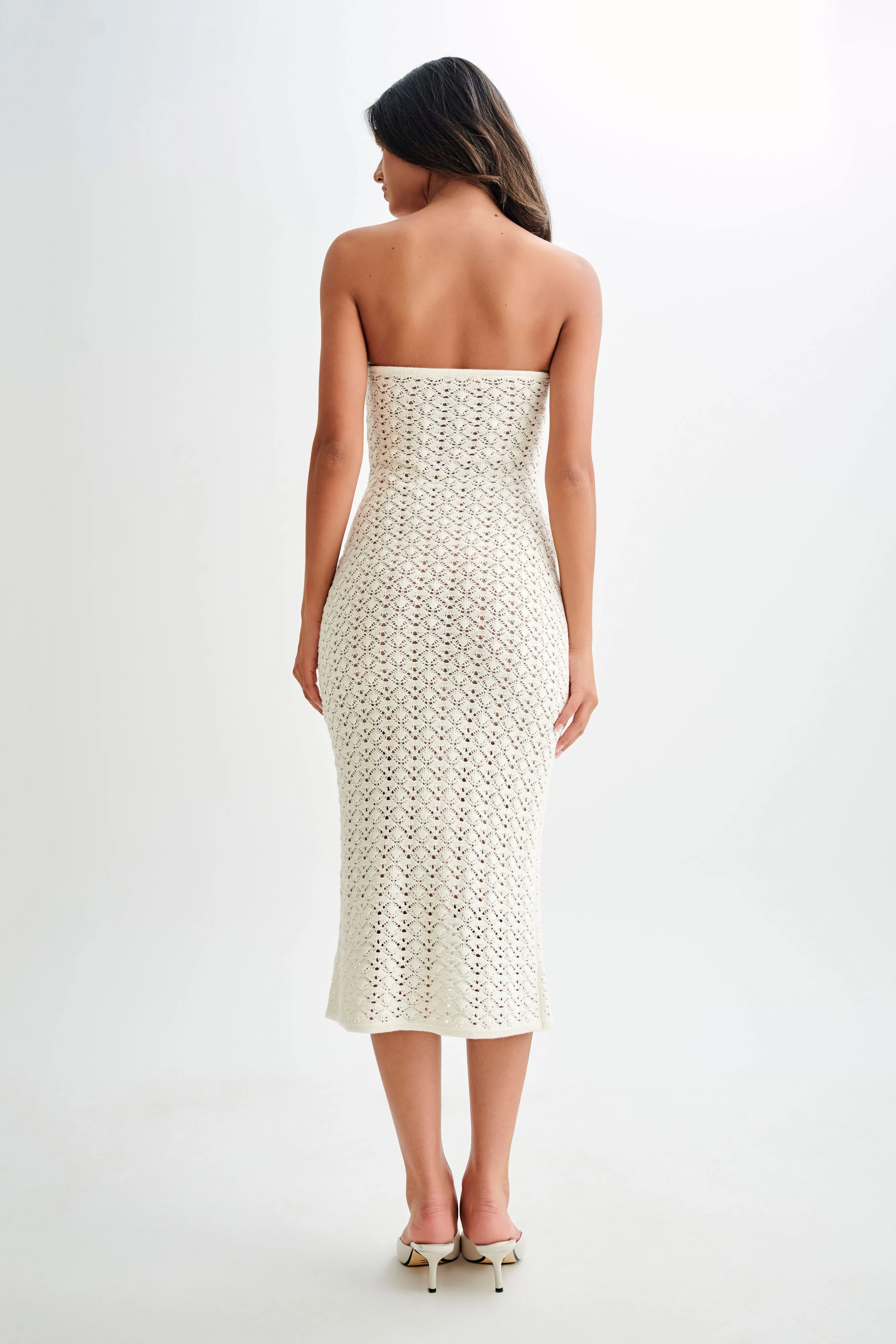 Delia Strapless Knit Midi Dress - Ivory sold by Meshki product image thumbnail 2