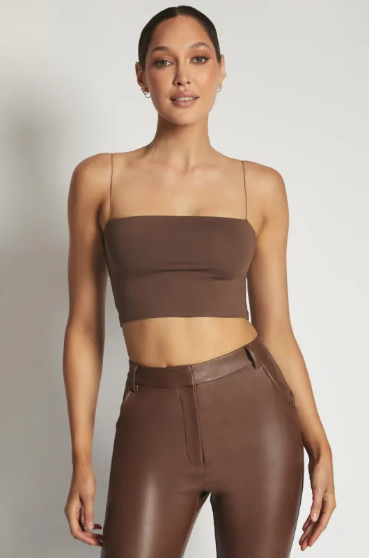 Yvonne Cami Crop Top - Chocolate sold by Meshki