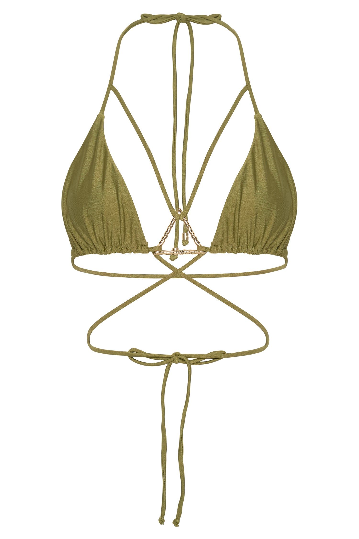 Lexy Triangle Bikini Top With Triangle Hardware - Olive sold by Meshki product image thumbnail 7
