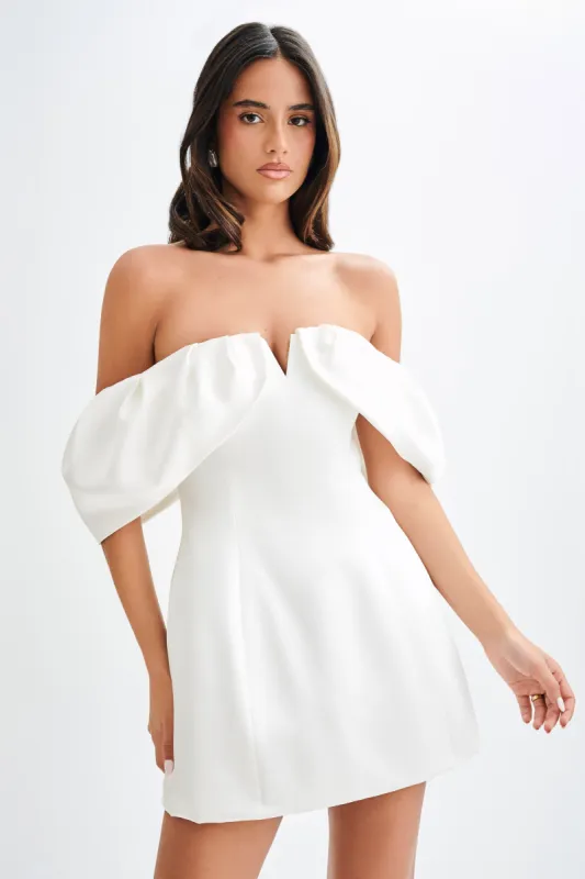 Portia Off Shoulder Satin Corset Dress - White sold by Meshki