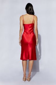 Tabitha Cowl Neck Midi Dress - Red sold by Meshki
