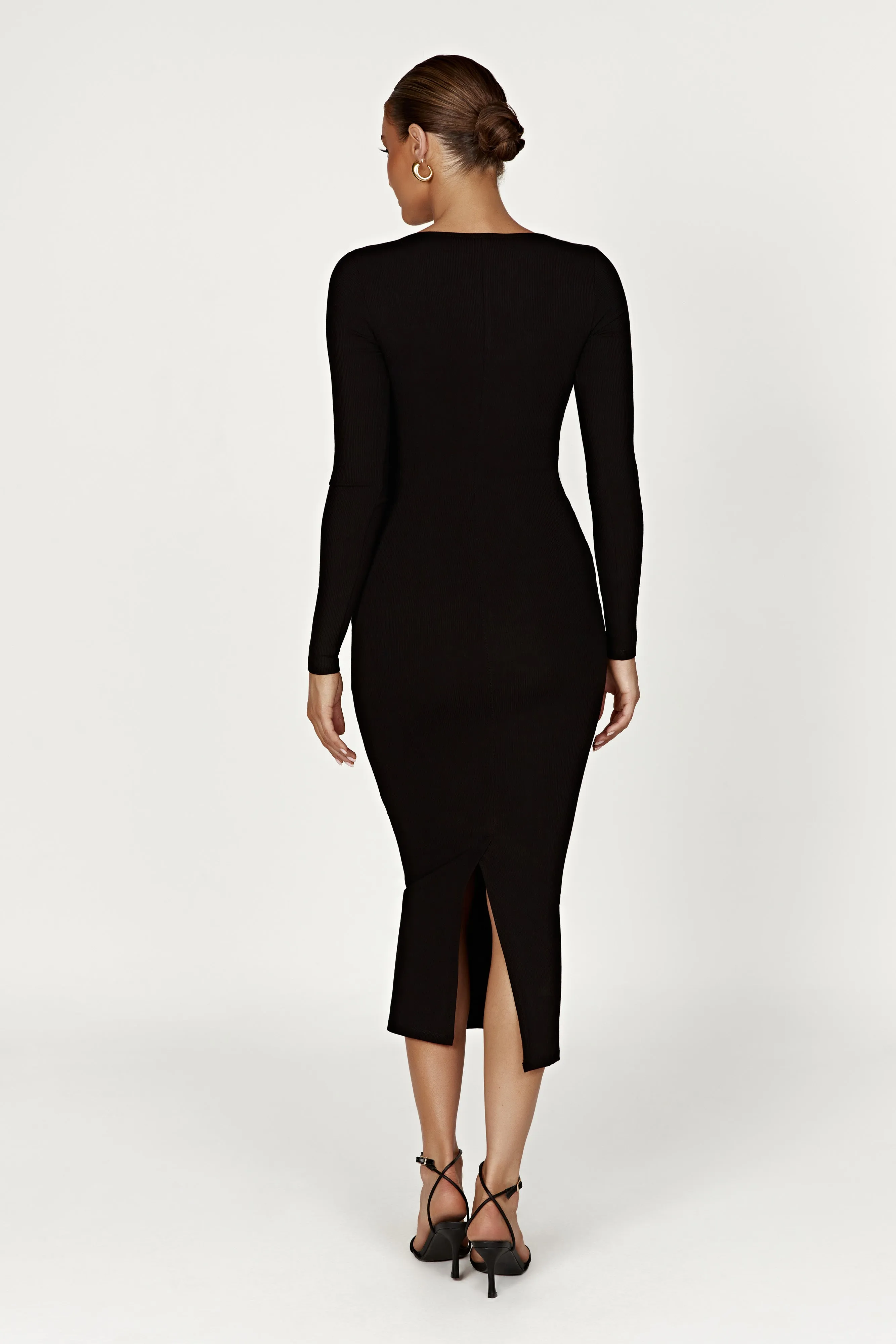 Sierra Scoop Neck Long Sleeve Midi Dress - Black sold by Meshki product image thumbnail 2
