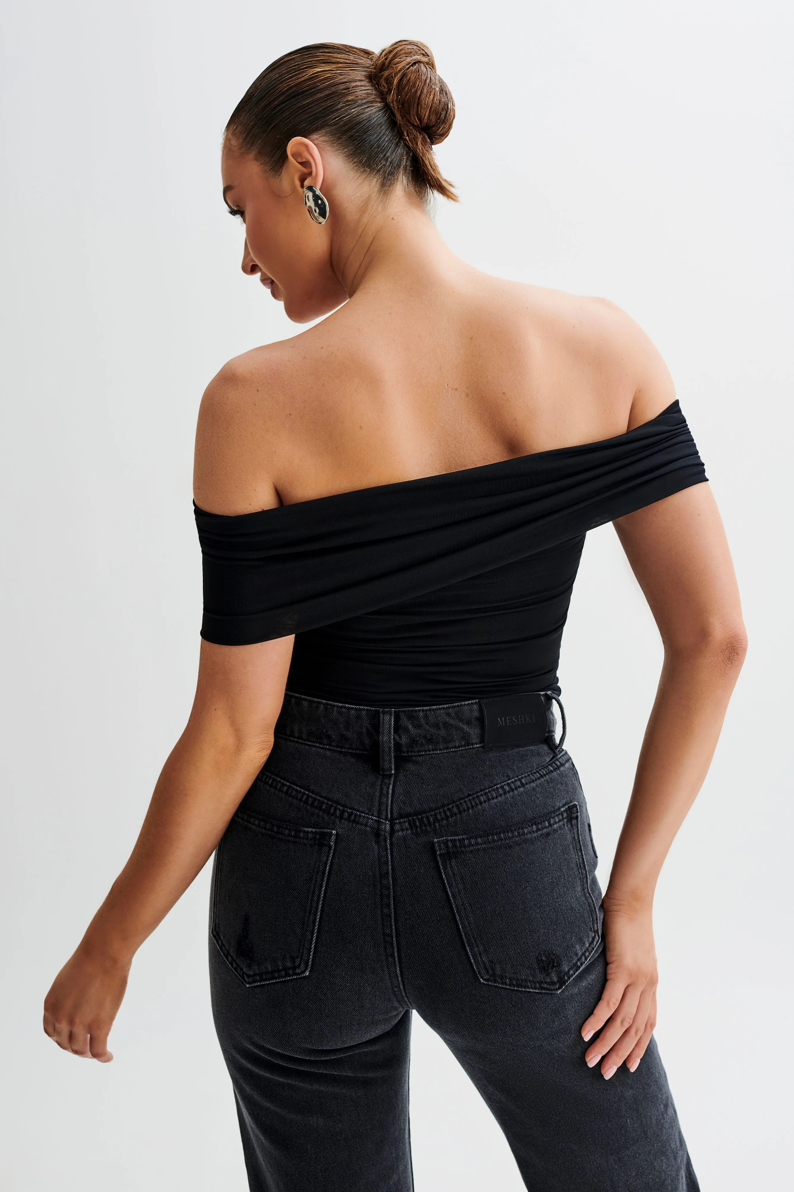 Lourdes Slinky Off Shoulder Top - Black sold by Meshki product image thumbnail 3
