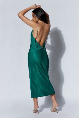 Rasta Cowl Neck Diamante Strap Midi Dress - Emerald sold by Meshki