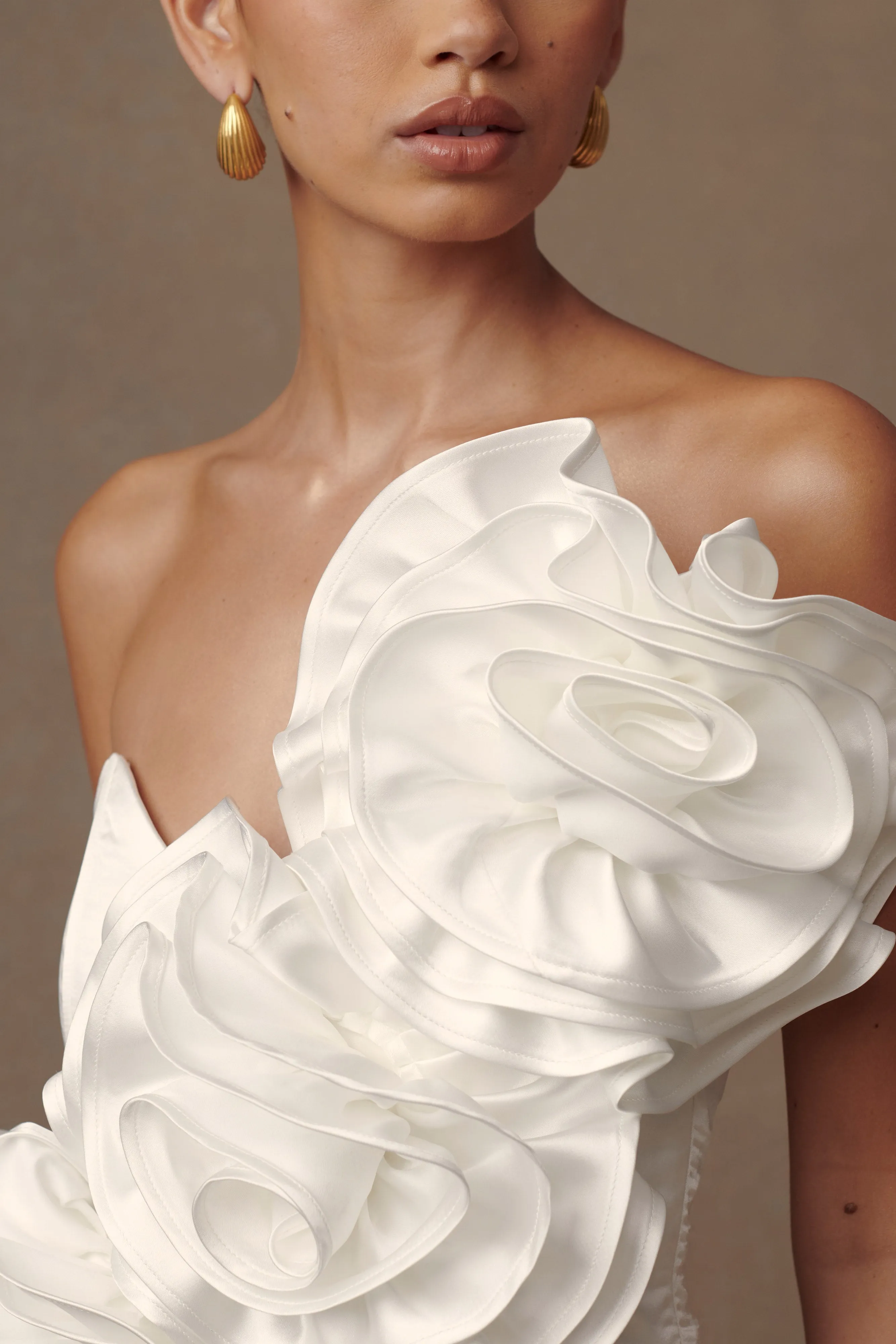 Olivia Strapless Satin Rose Wedding Gown - White sold by Meshki product image thumbnail 4