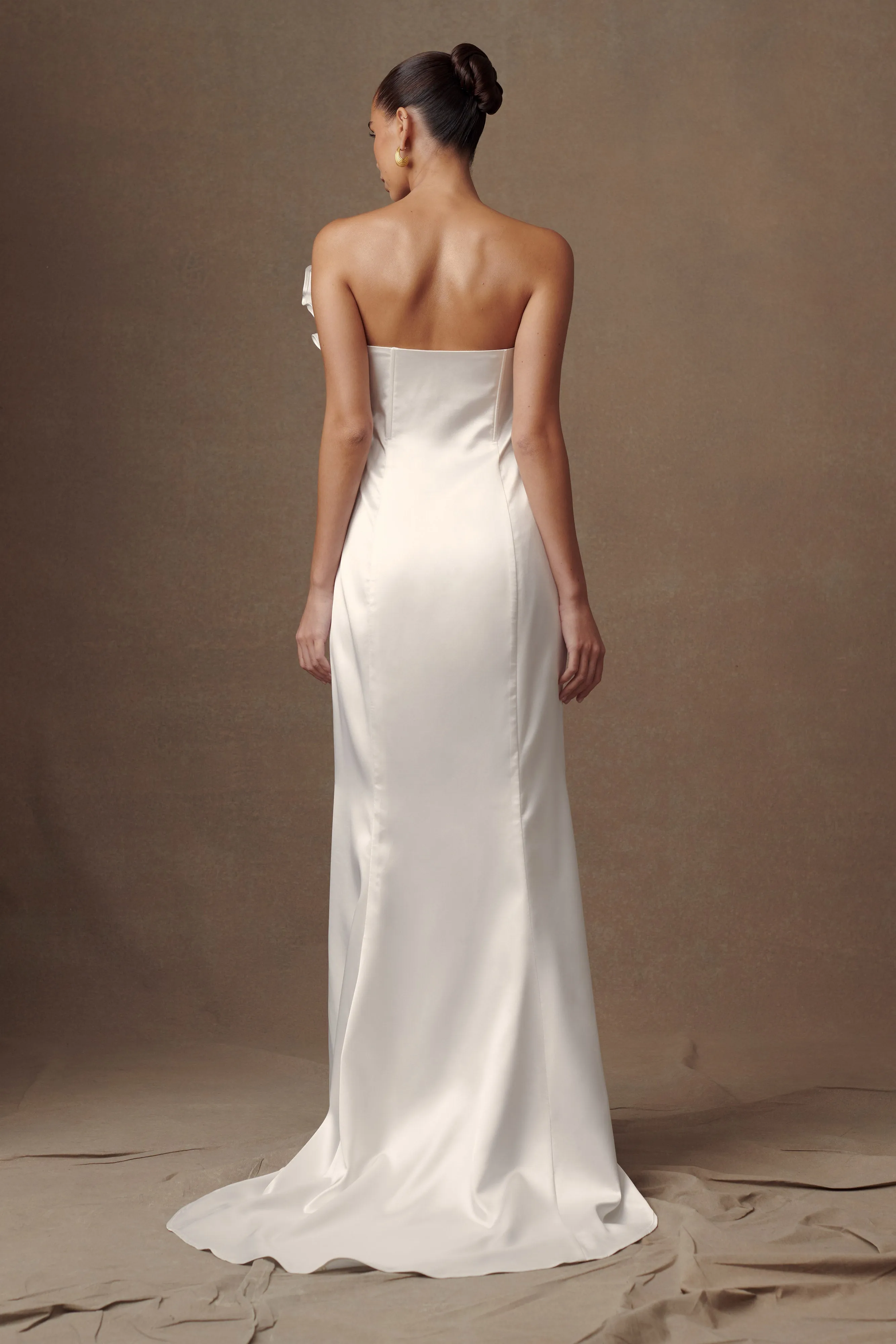 Olivia Strapless Satin Rose Wedding Gown - White sold by Meshki product image thumbnail 2