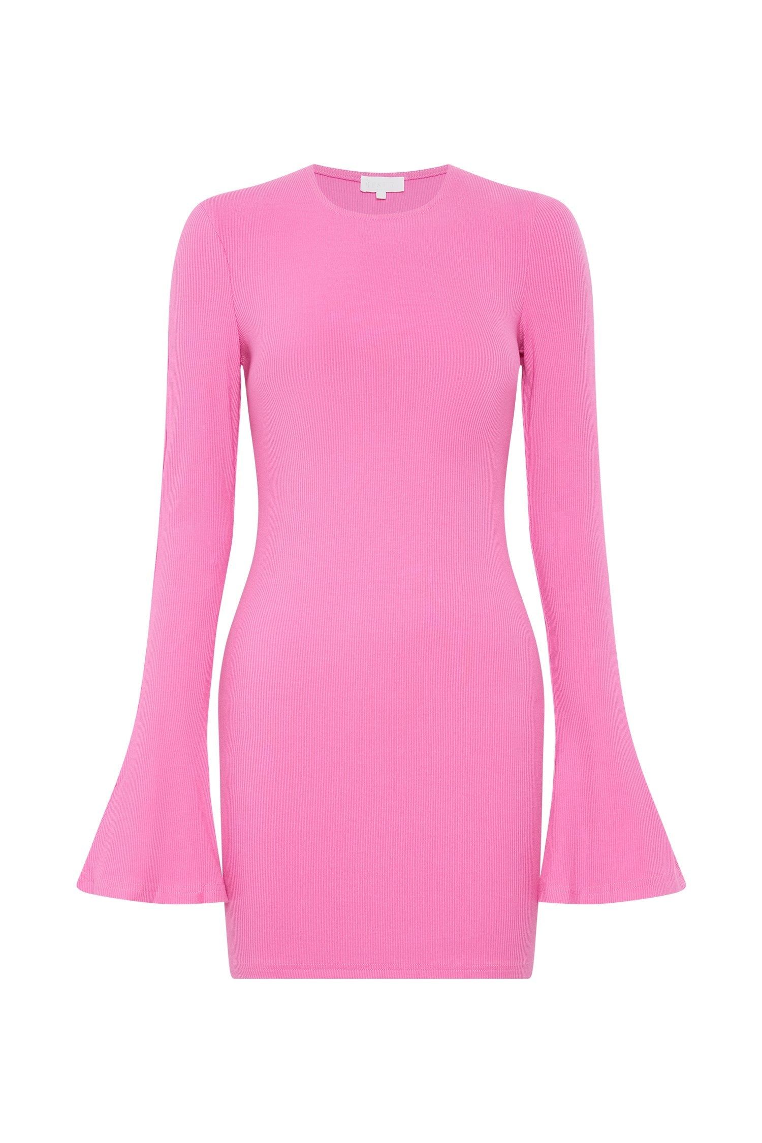 Bayley Flare Sleeve Mini Dress - Bubblegum Pink sold by Meshki product image thumbnail 8