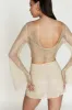 Hilton Diamante Mesh Mini Skirt - Cream sold by Meshki