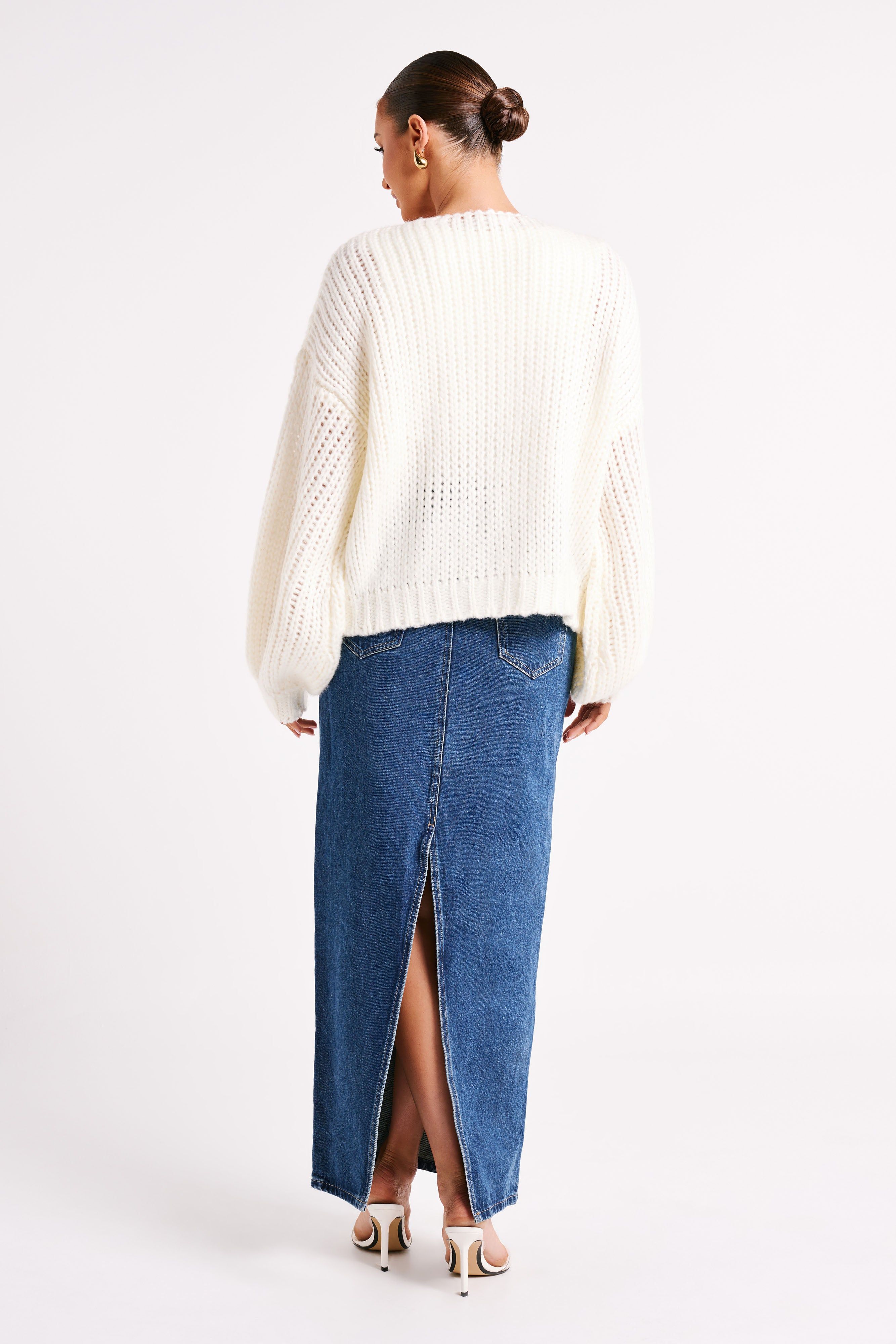 Irina Chunky Knit Cardigan - Ivory sold by Meshki product image thumbnail 5