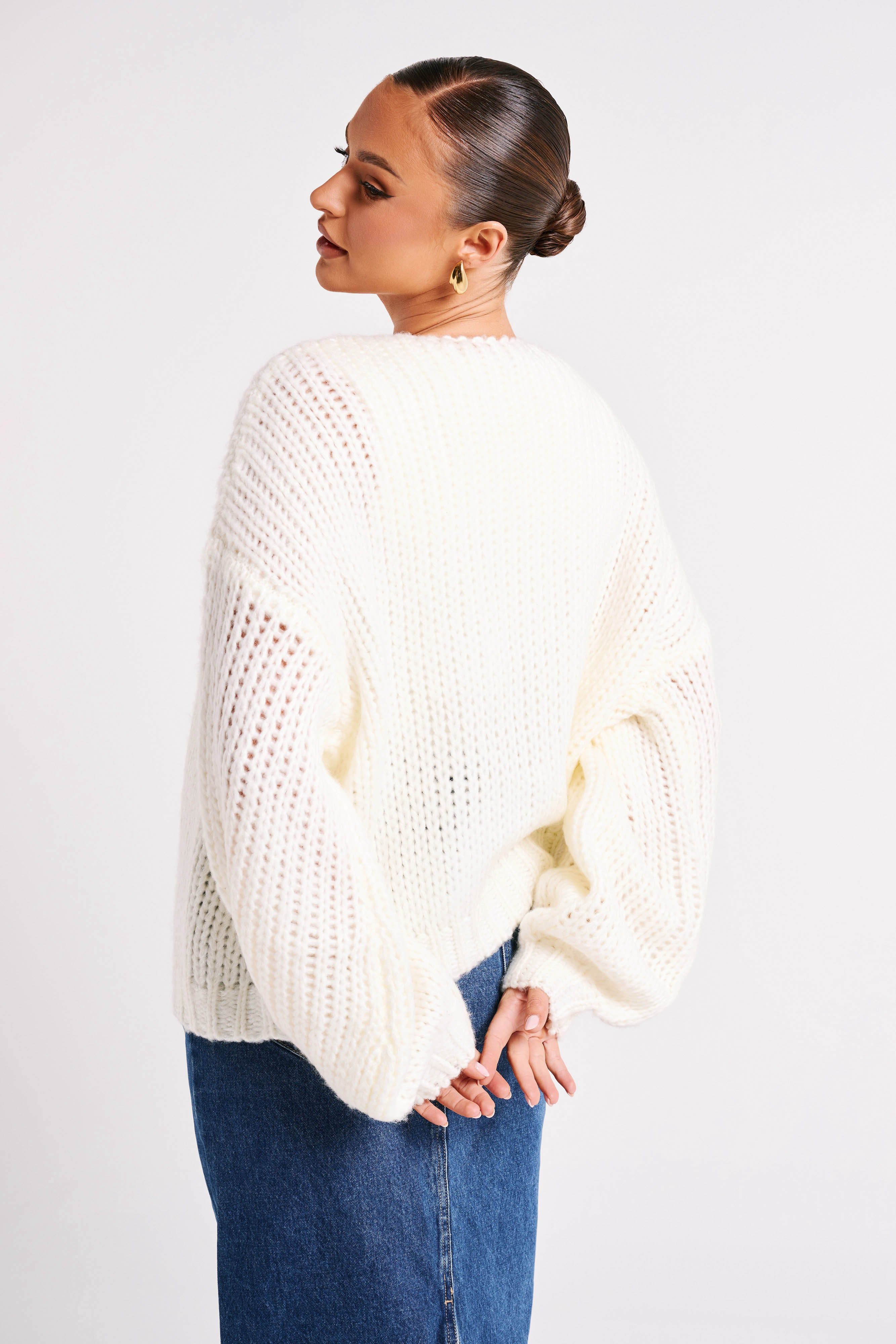 Irina Chunky Knit Cardigan - Ivory sold by Meshki product image thumbnail 2