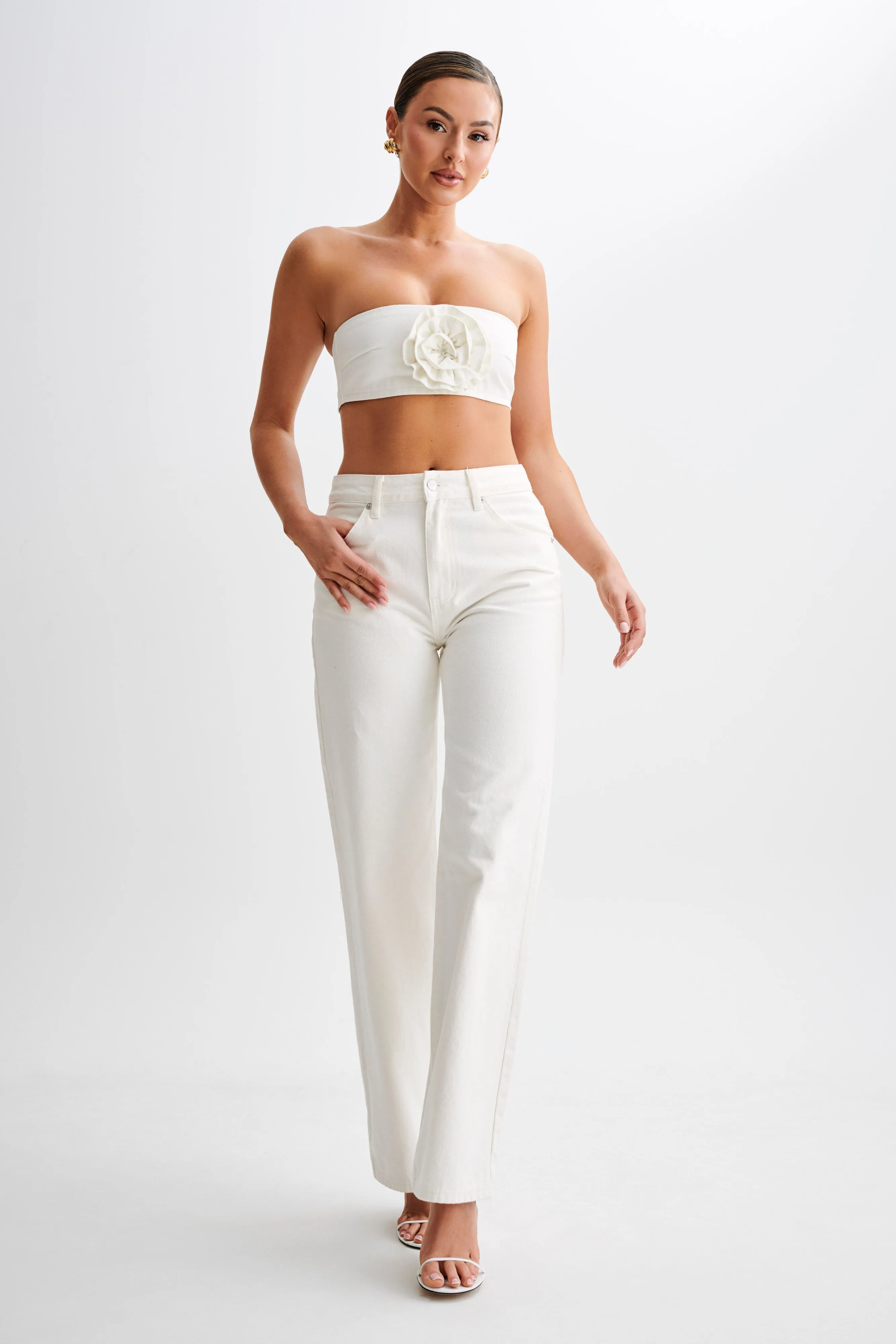 Samantha Rose Denim Bandeau - White sold by Meshki product image thumbnail 5