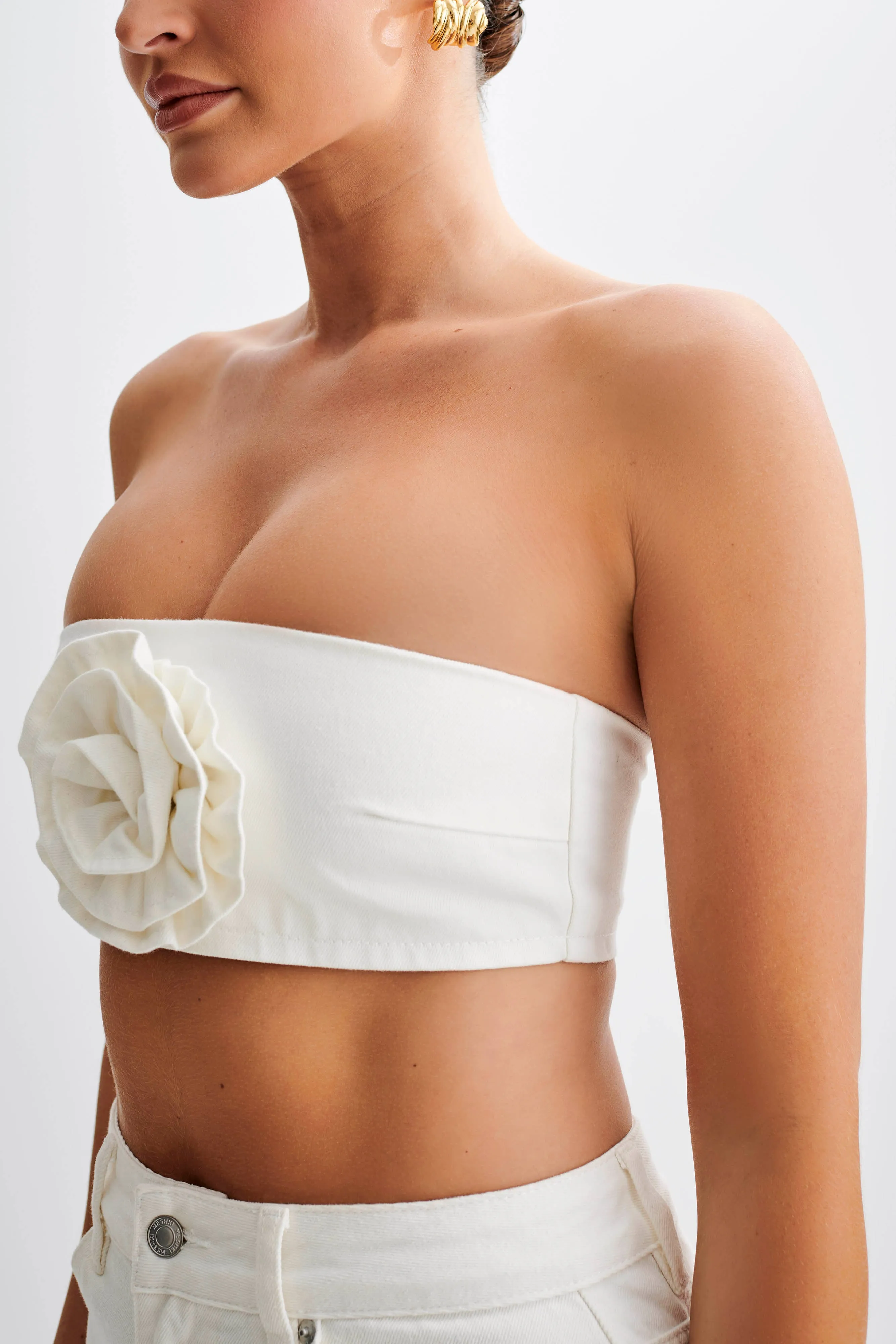 Samantha Rose Denim Bandeau - White sold by Meshki product image thumbnail 2