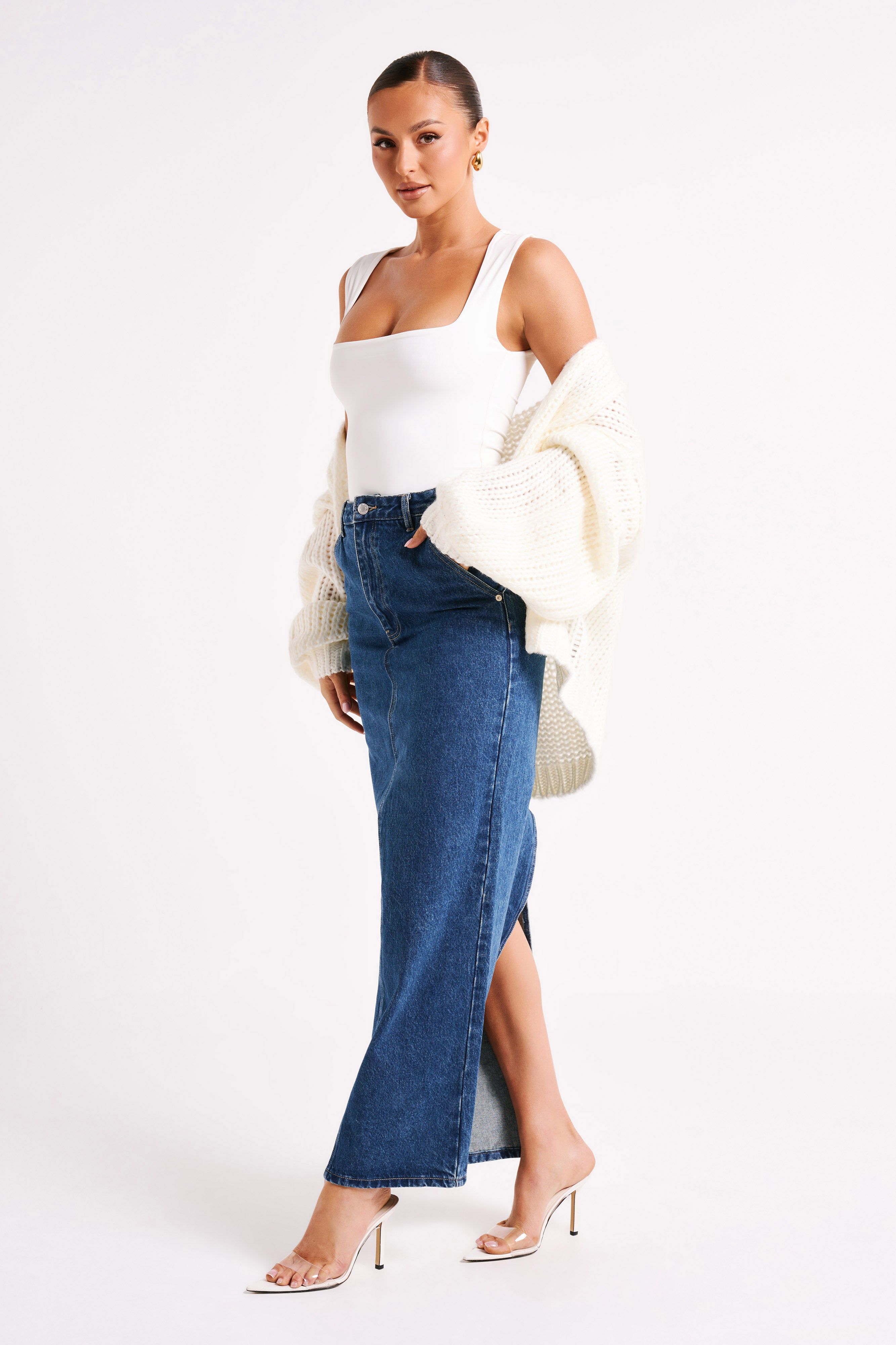 Irina Chunky Knit Cardigan - Ivory sold by Meshki product image thumbnail 4