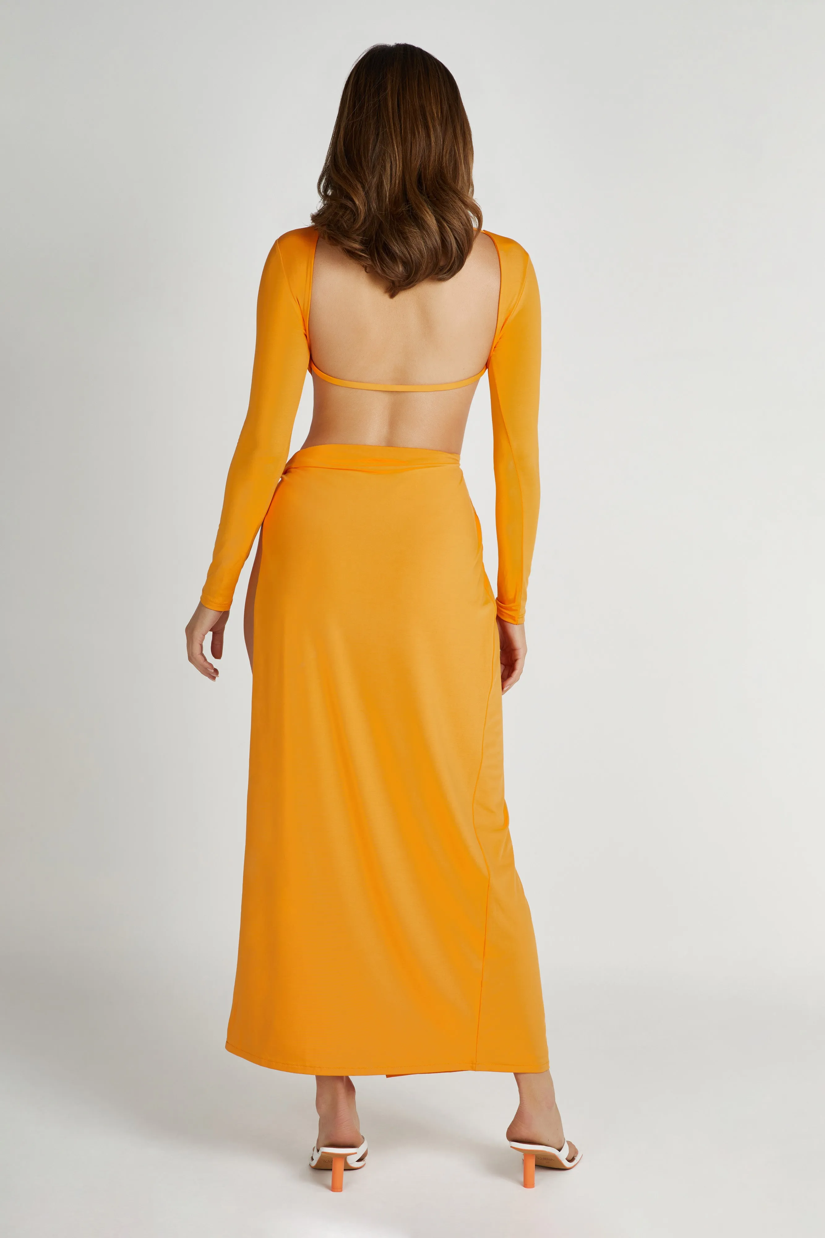 Kiandra Slinky Knot Maxi Dress - Orange sold by Meshki product image thumbnail 5