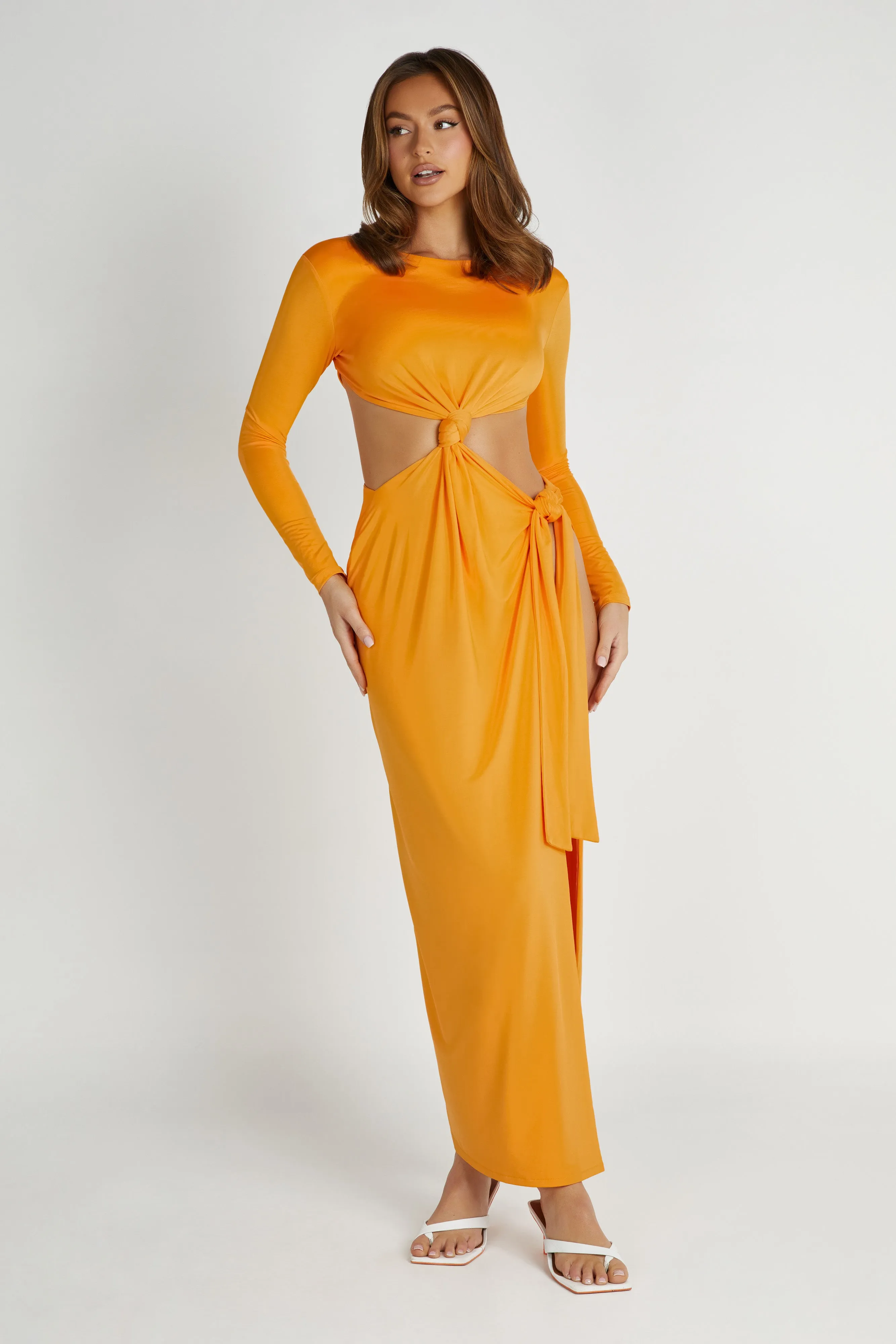 Kiandra Slinky Knot Maxi Dress - Orange sold by Meshki product image thumbnail 2