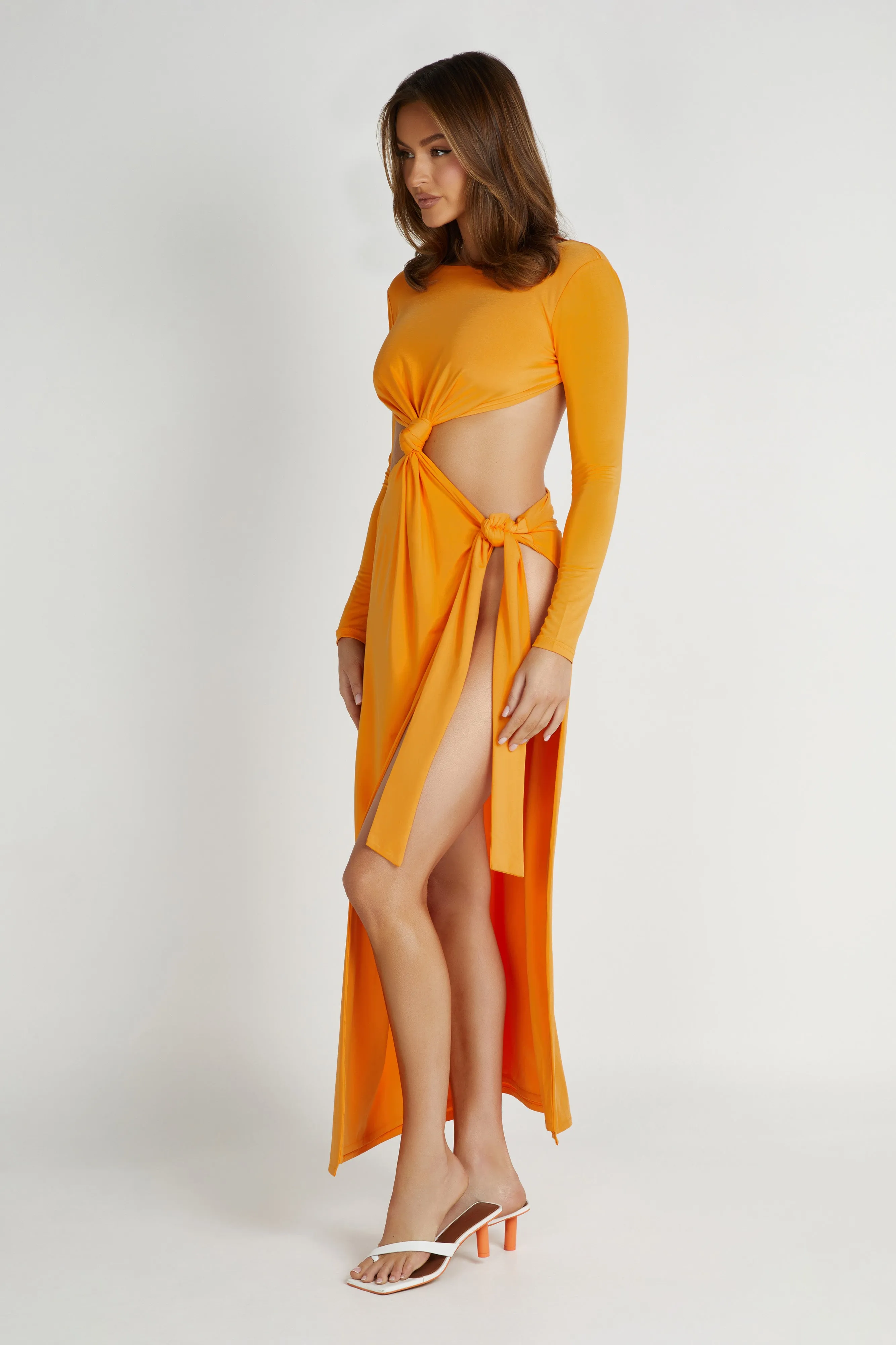 Kiandra Slinky Knot Maxi Dress - Orange sold by Meshki product image thumbnail 4