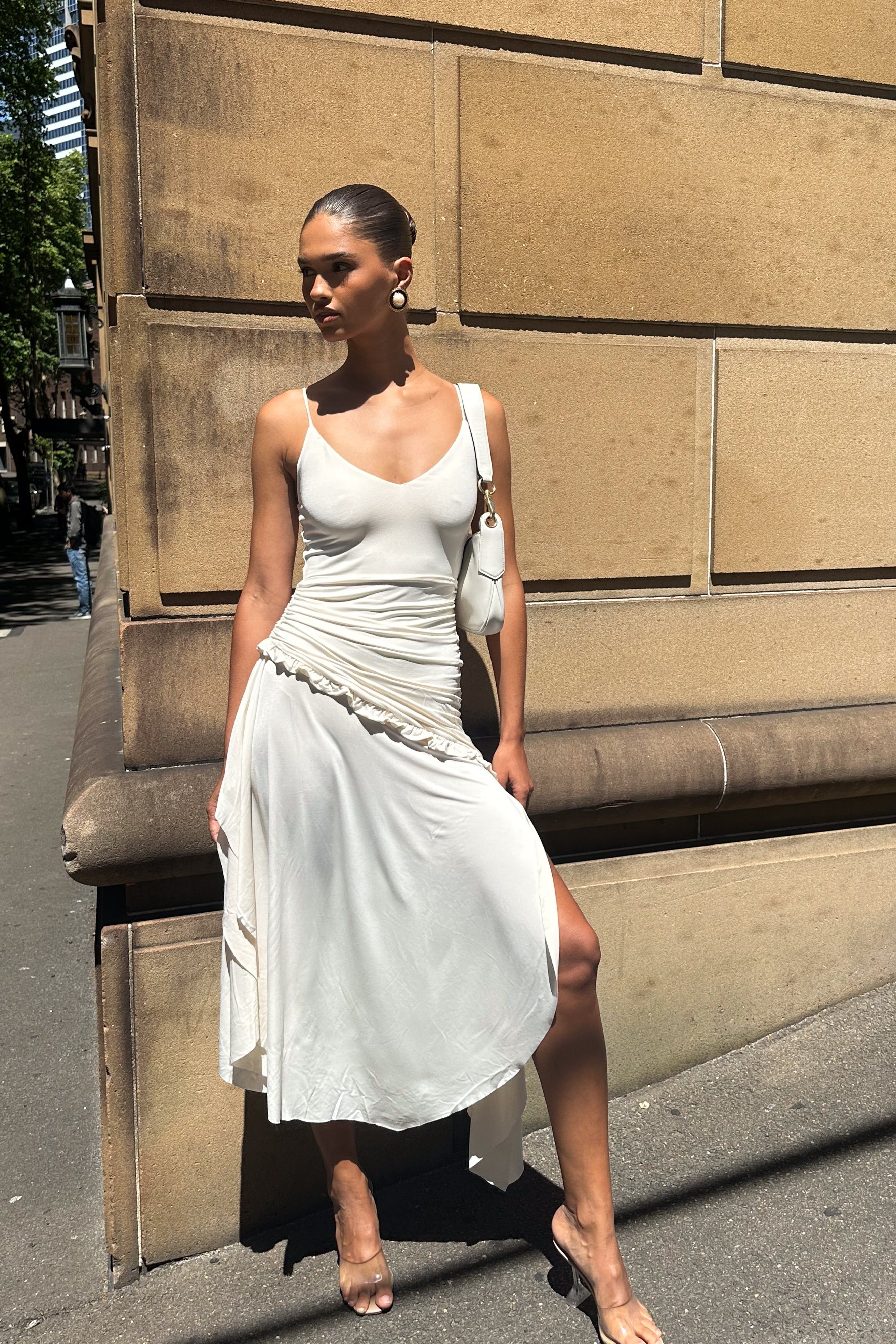 Yesenia Midi Dress - Sand sold by Meshki