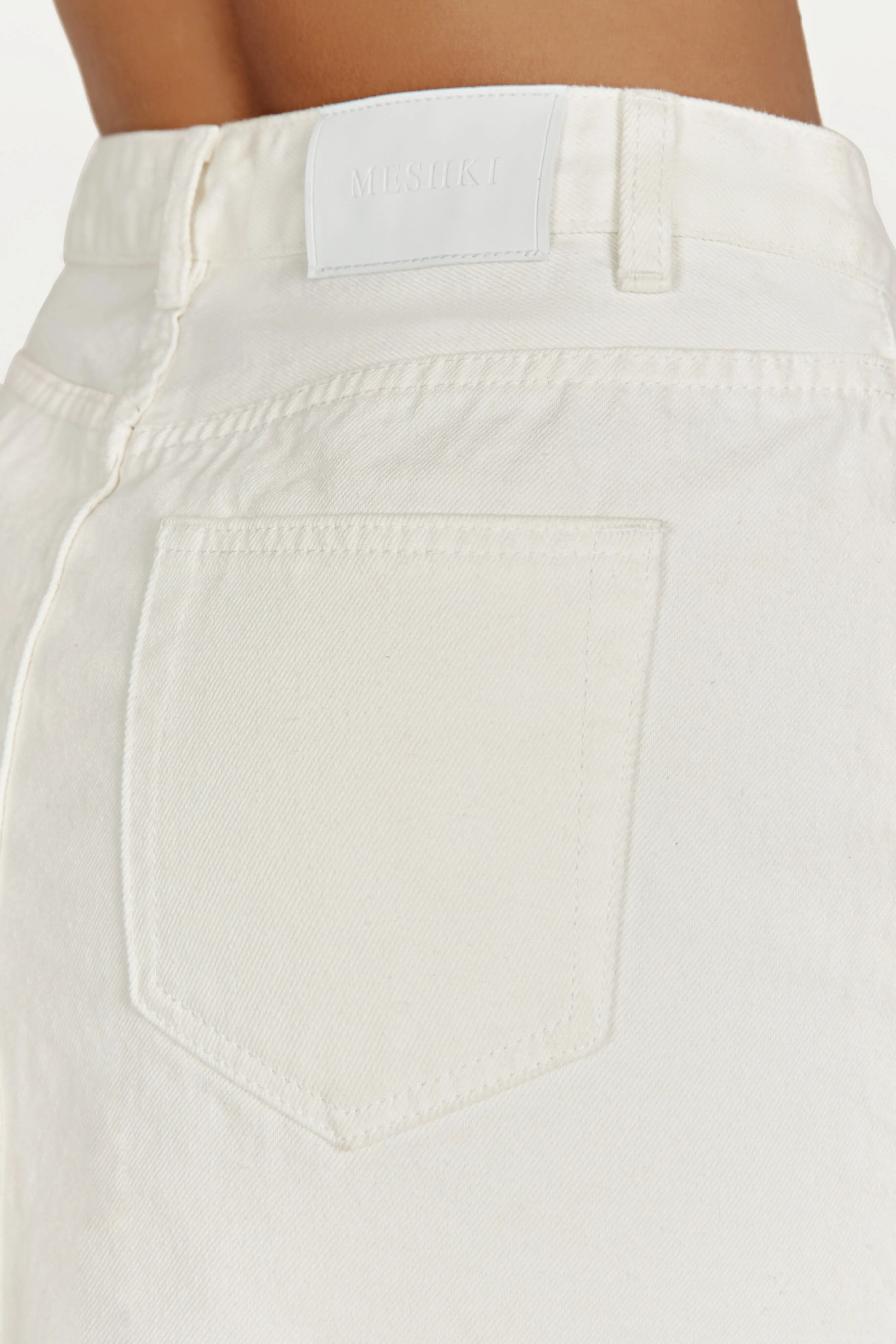 Lennon Mid Rise Denim Mini Skirt - Ecru sold by Meshki product image thumbnail 4