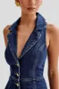 Eugenie Collared Denim Mini Dress - Dark Blue sold by Meshki