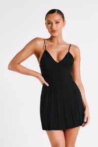 Kendra Rib Knit Mini Dress - Black sold by Meshki