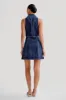Eugenie Collared Denim Mini Dress - Dark Blue sold by Meshki