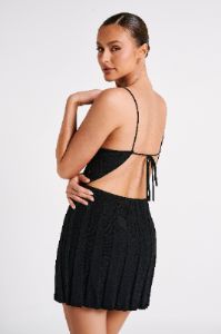 Kendra Rib Knit Mini Dress - Black sold by Meshki