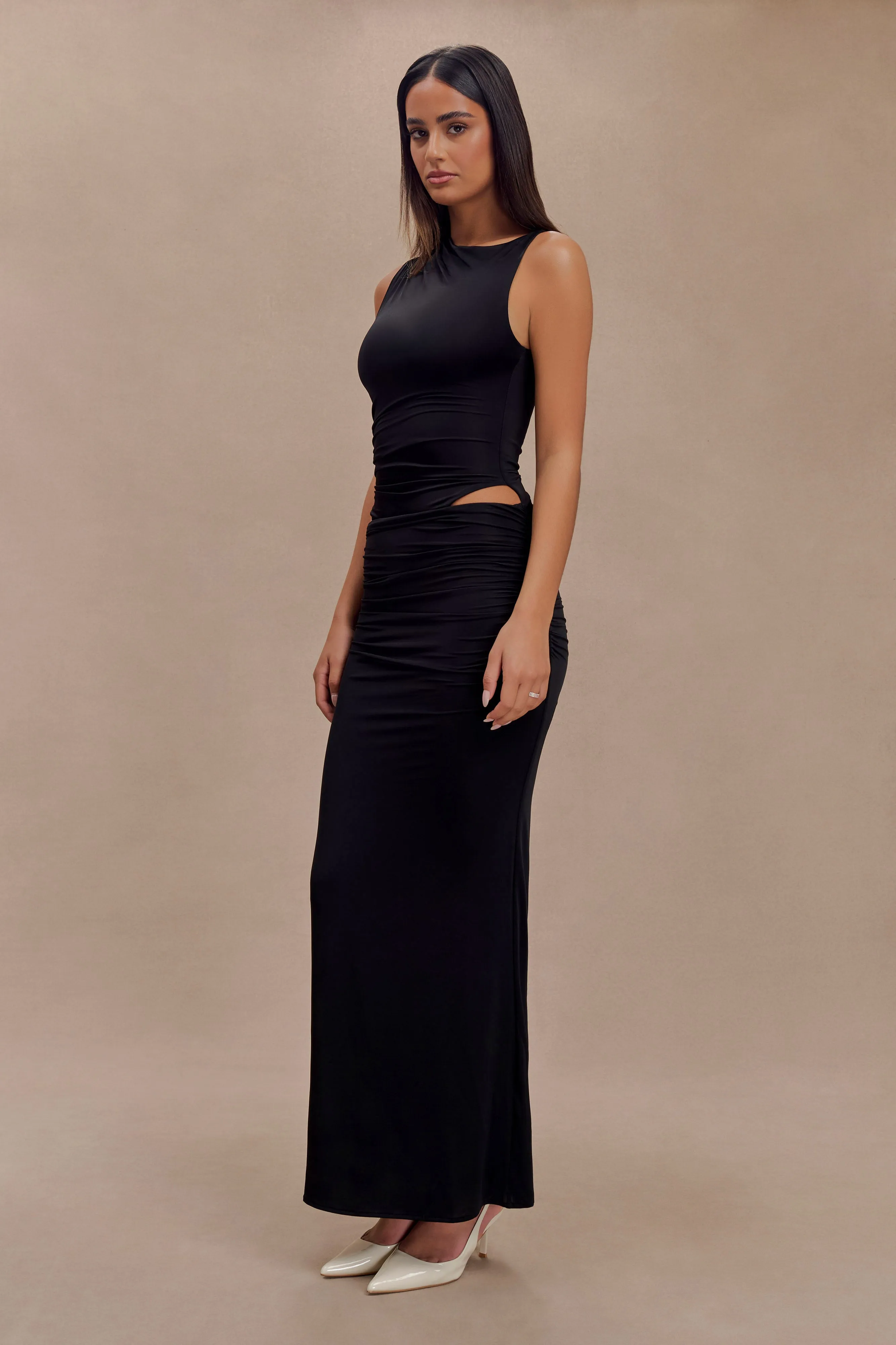 Kaia Slinky Cut Out Maxi Dress - Black sold by Meshki product image thumbnail 4