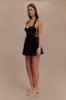 Loz Tie Back Linen Mini Dress - Black sold by Meshki