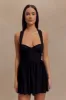 Loz Tie Back Linen Mini Dress - Black sold by Meshki